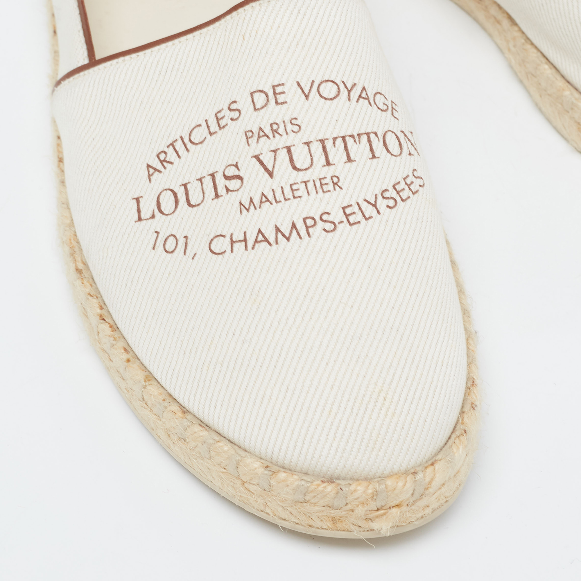 Louis Vuitton White Canvas And Leather Articles De Voyage Espadrille Flats Size 39