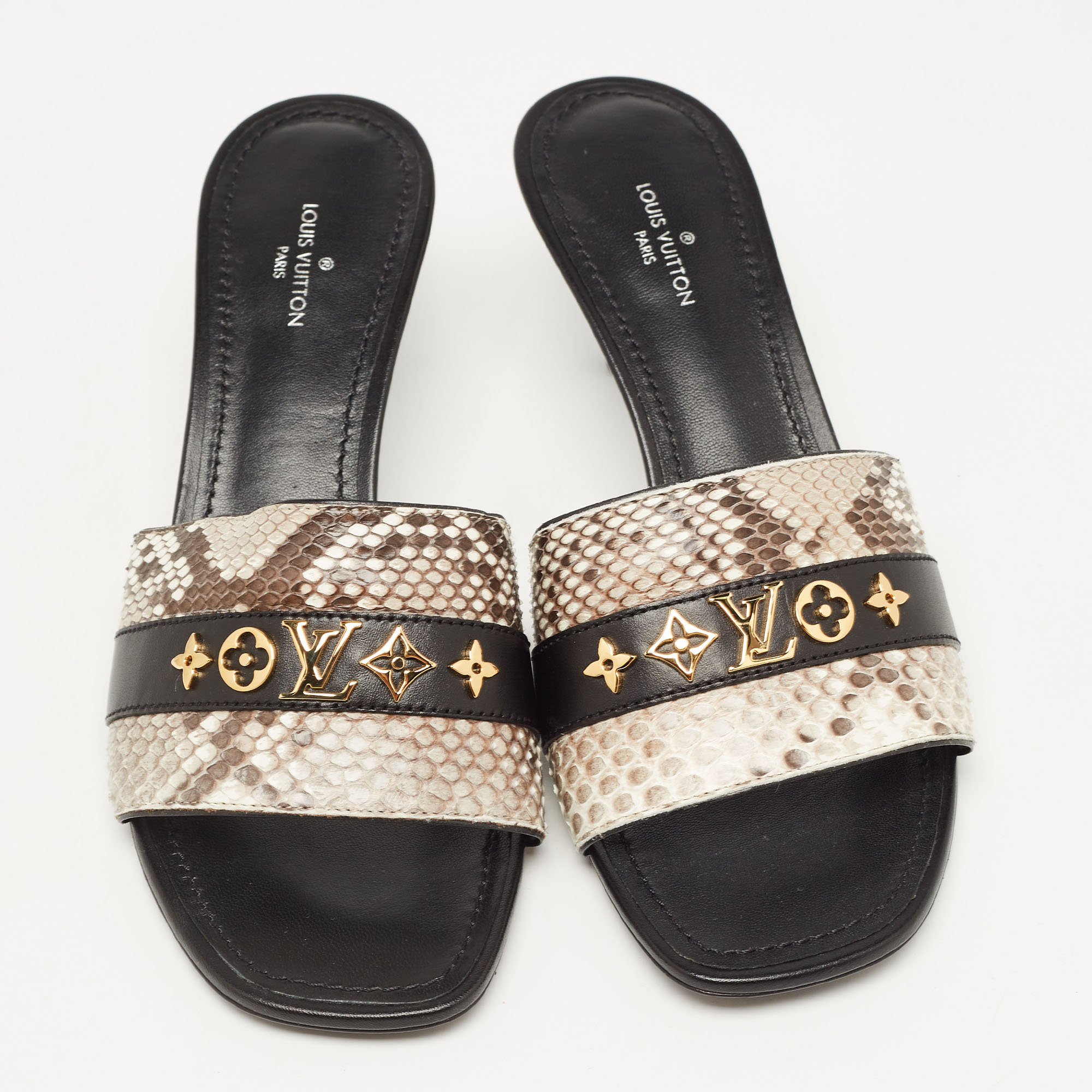 Louis Vuitton Tricolor Snakeskin Slide Sandals Size 37