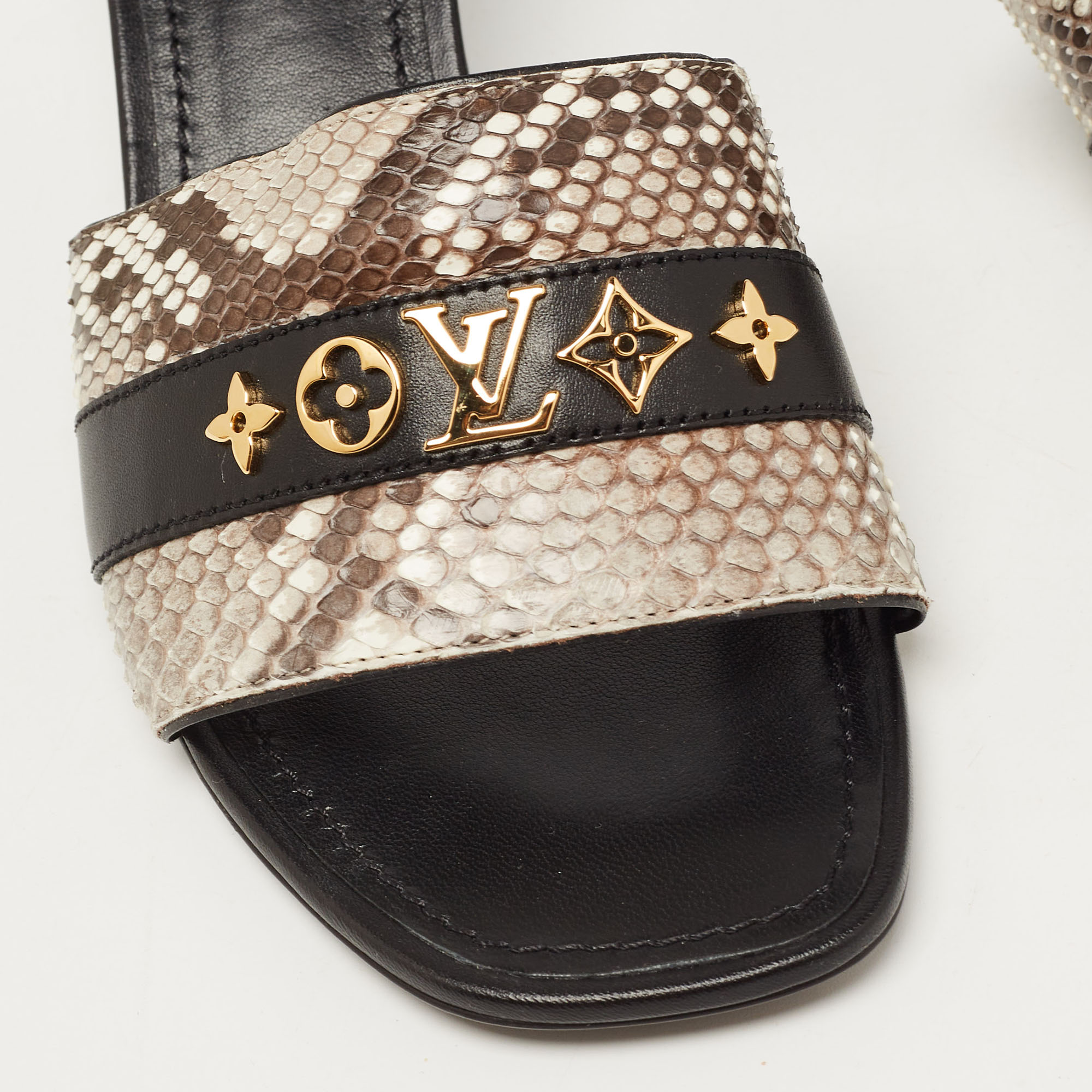Louis Vuitton Tricolor Snakeskin Slide Sandals Size 37