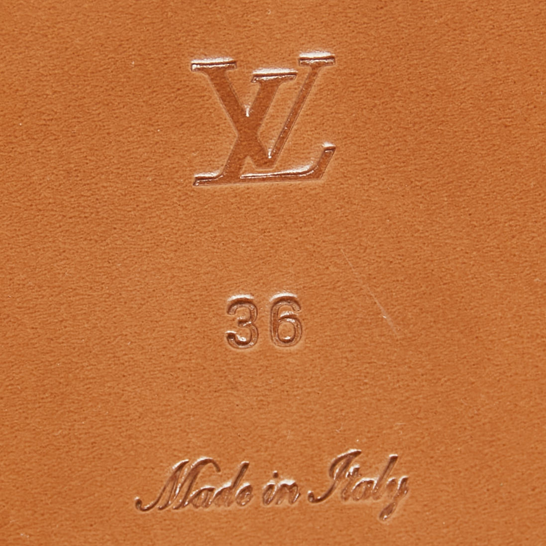 Louis Vuitton Tan Leather Lock It Flat Slides Size 36
