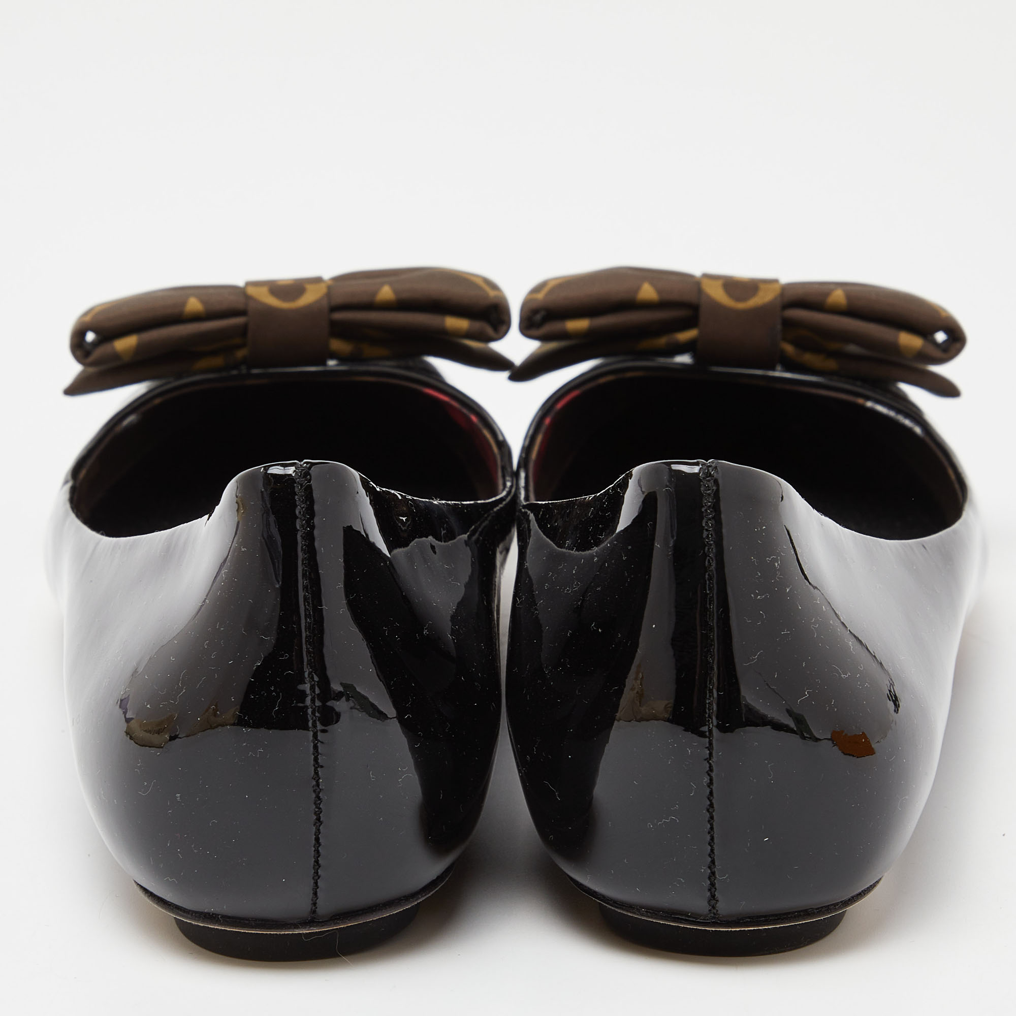 Louis Vuitton Black Patent Leather Popi Ballet Flats Size 38.5