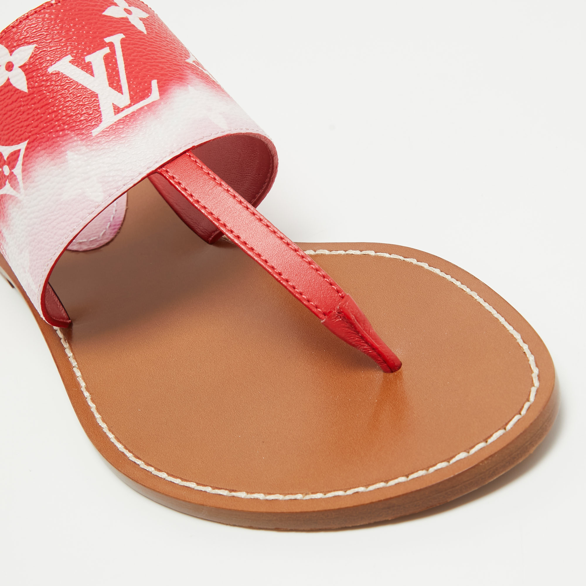 Louis Vuitton Red Monogram Escale Canvas Palma Thong Flats Size 41