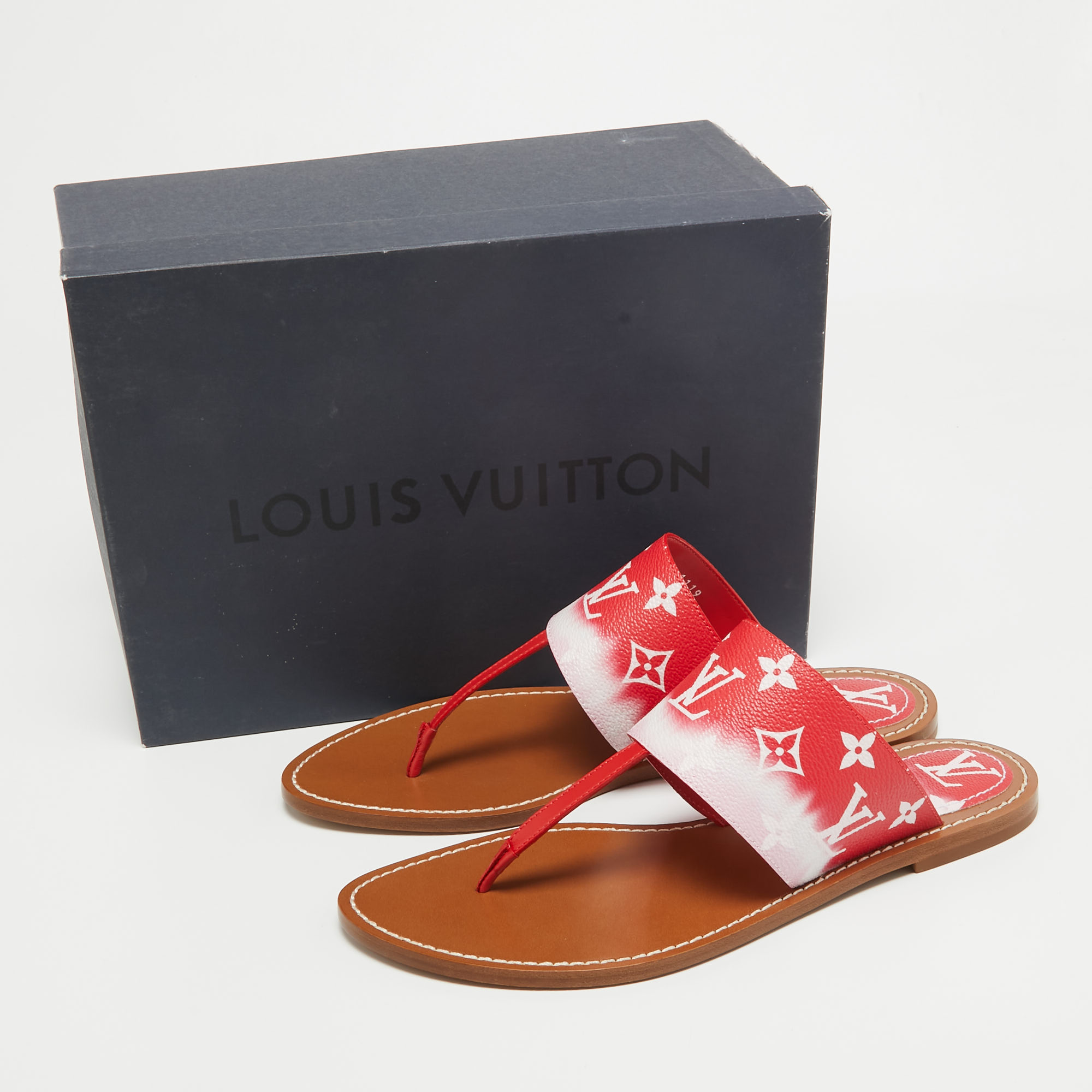 Louis Vuitton Red Monogram Escale Canvas Palma Thong Flats Size 41