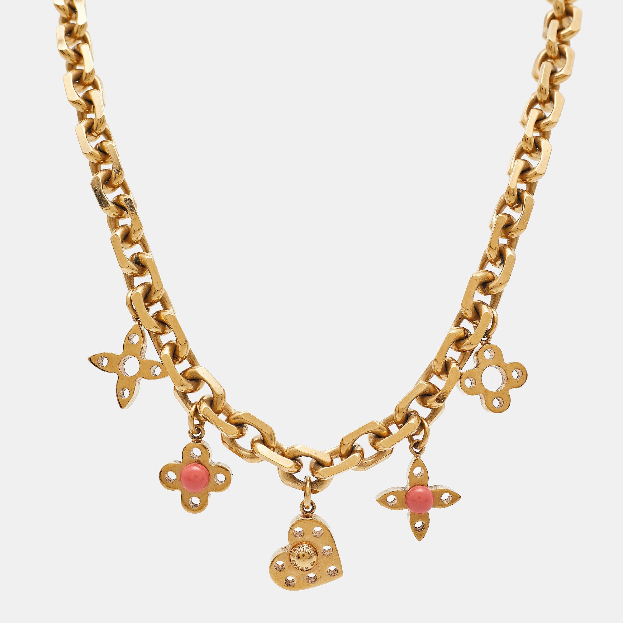 Louis Vuitton Hide And Seek Resin Gold Tone Necklace