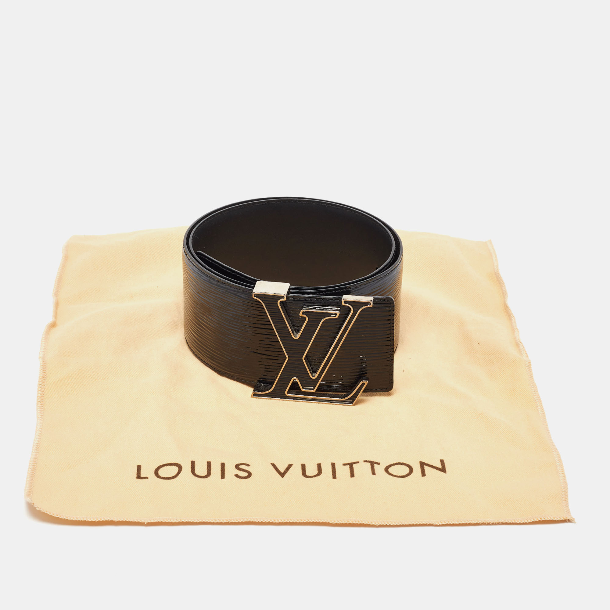 Louis Vuitton Black Electric Epi Leather LV Initiales Waist Belt 75CM