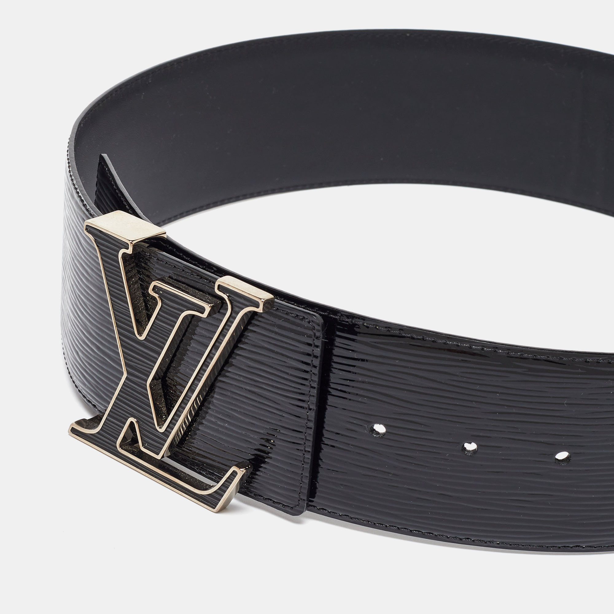 Louis Vuitton Black Electric Epi Leather LV Initiales Waist Belt 75CM