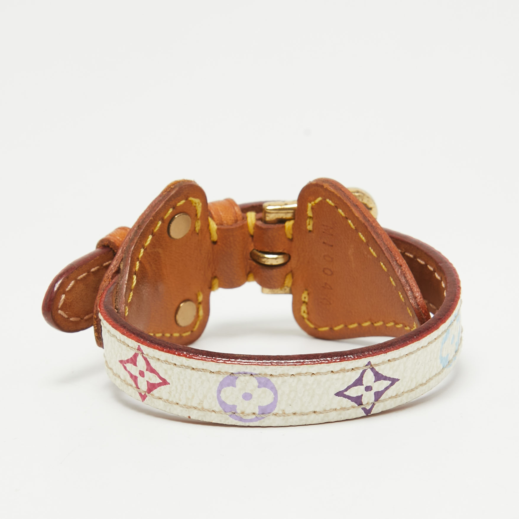 Louis Vuitton Theda Monogram Canvas Leather Gold Tone Bracelet