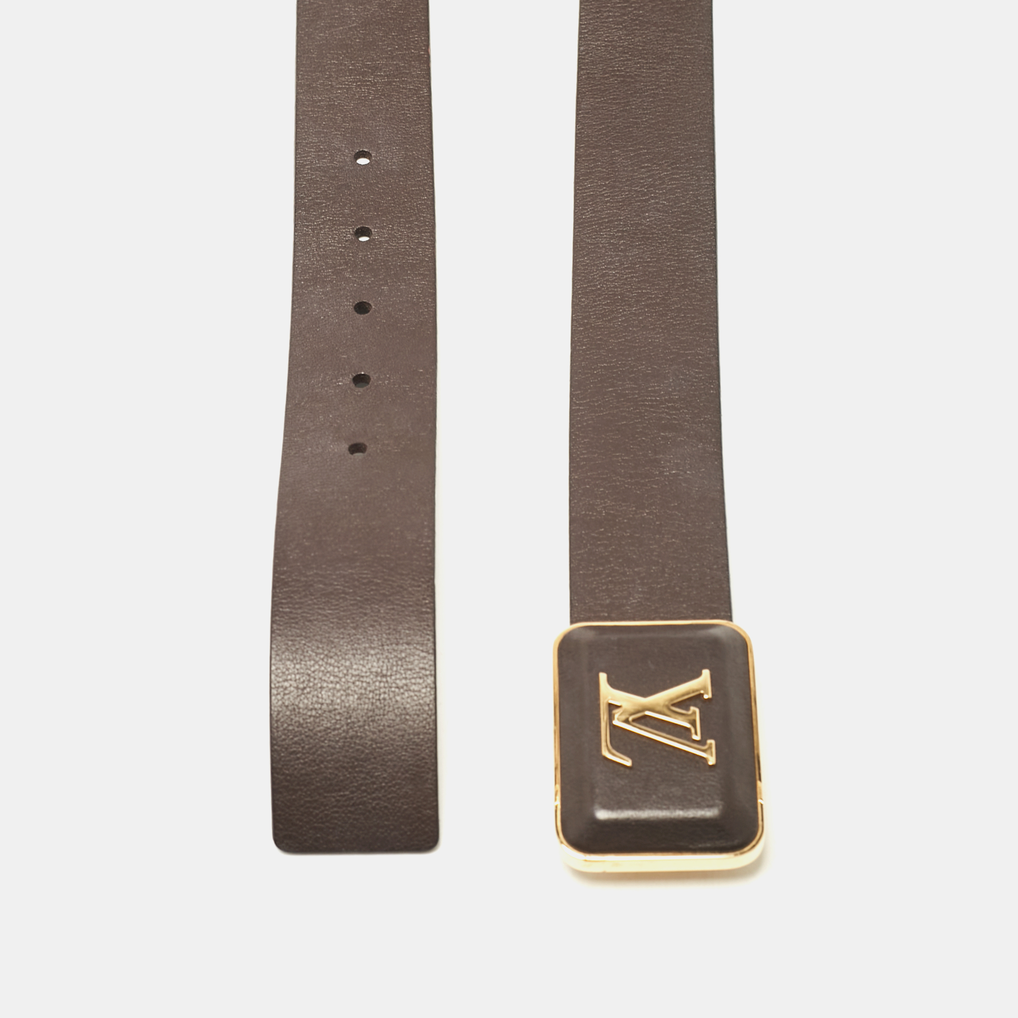 Louis Vuitton Brown Leather Buckle Belt 85 CM