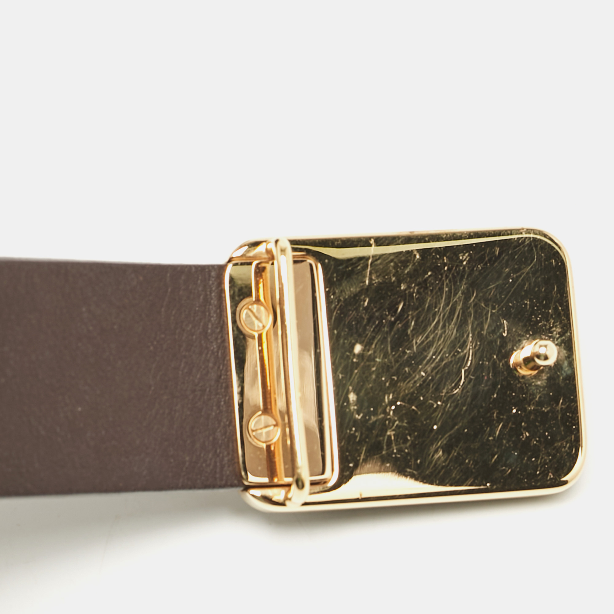 Louis Vuitton Brown Leather Buckle Belt 85 CM