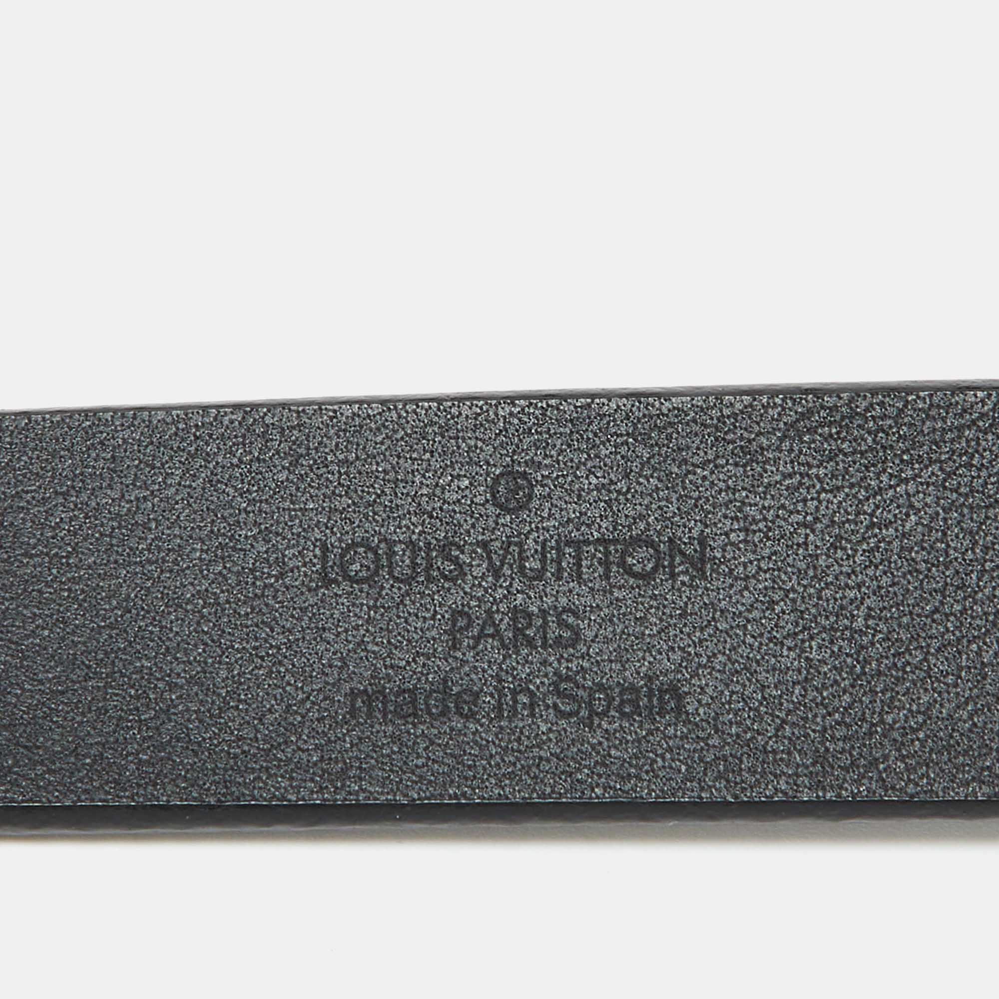 Louis Vuitton Grey/Black Leather LV Initiales 20MM Belt 80 CM