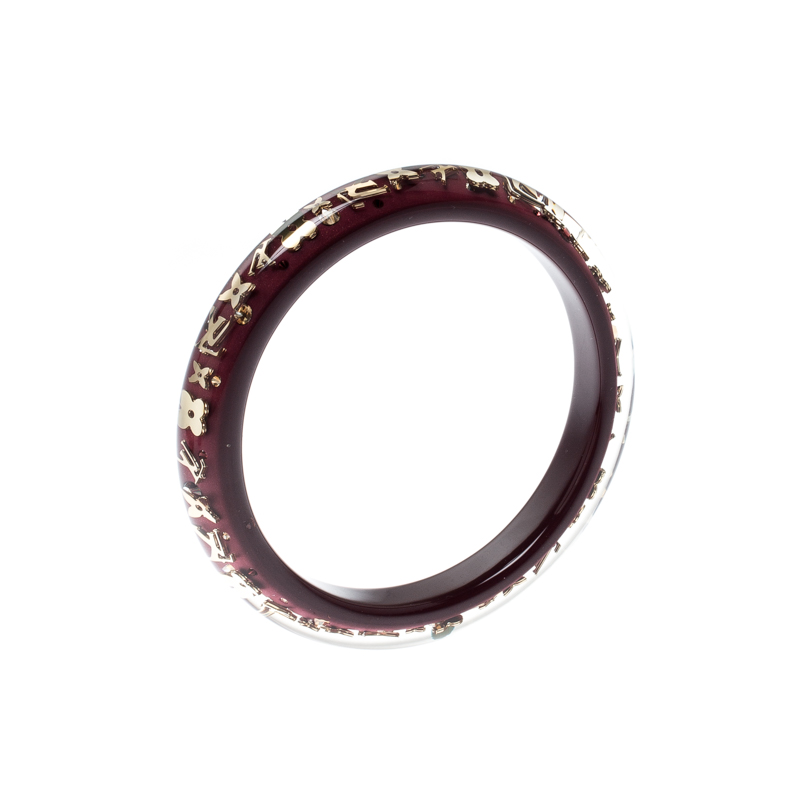 Louis Vuitton Purple Clear Resin Gold Tone Monogram Inclusion Bangle Bracelet
Louis Vuitton Purple Clear Resin Gold Tone Monogram Inclusion Bangle Bracelet