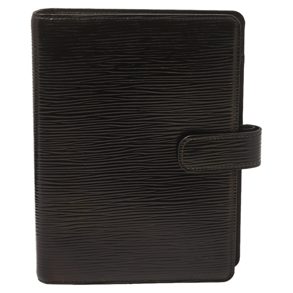 Louis Vuitton Black Epi Leather Medium Ring Agenda Cover female