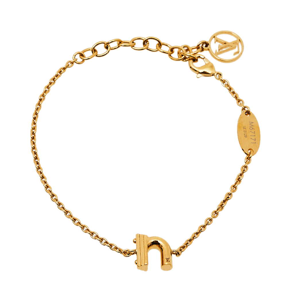 Louis Vuitton Gold Tone LV & Me Letter 'N' Bracelet