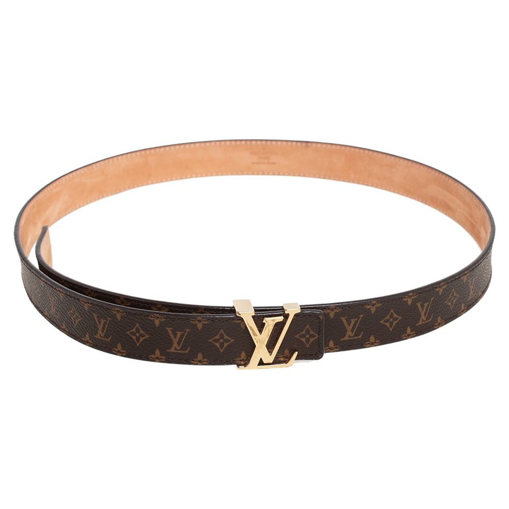 Louis Vuitton Monogram Mini Canvas LV Initiales Slim Buckle Belt 85CM