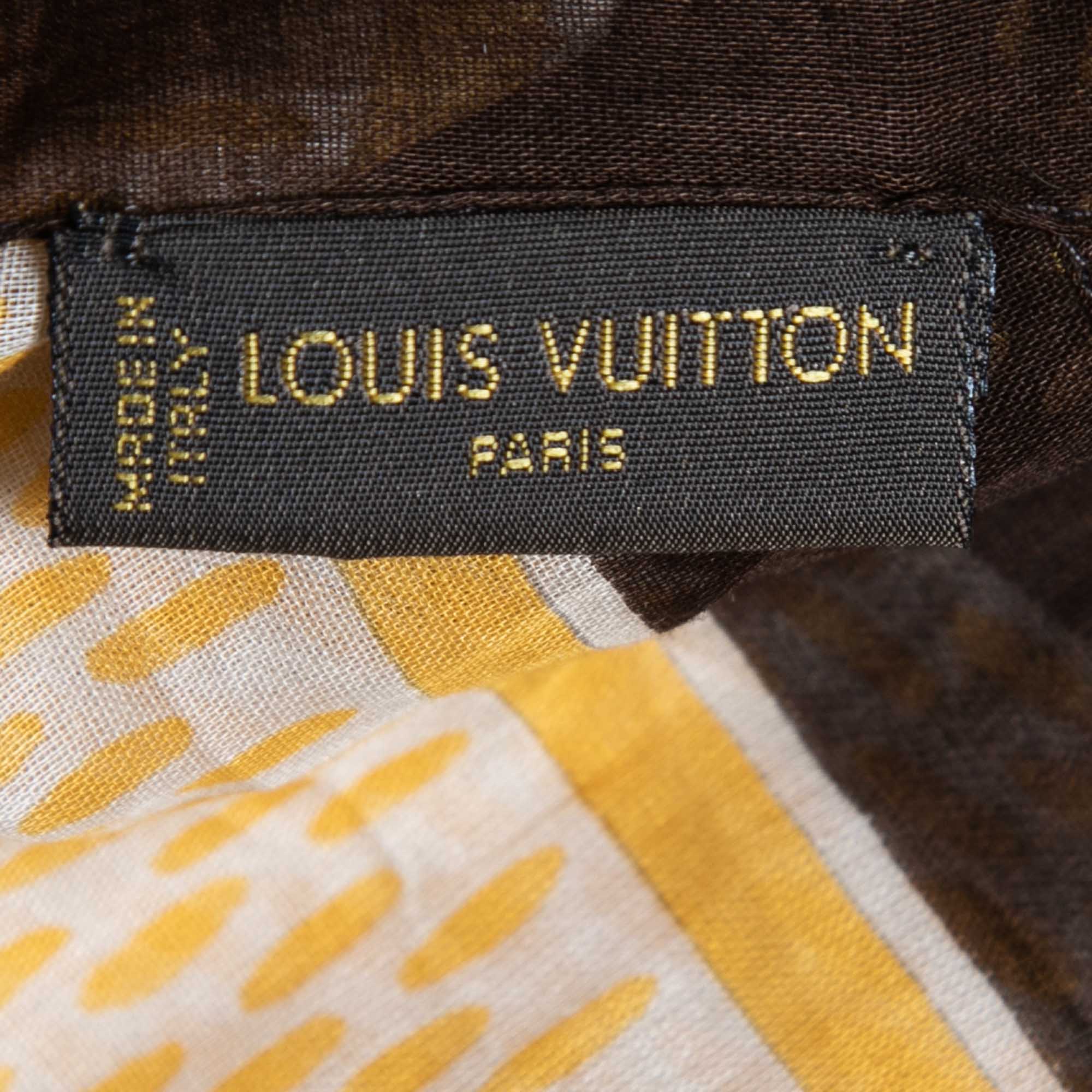Louis Vuitton Yellow/Brown Damier Azur Print Cotton Bandana Scarf