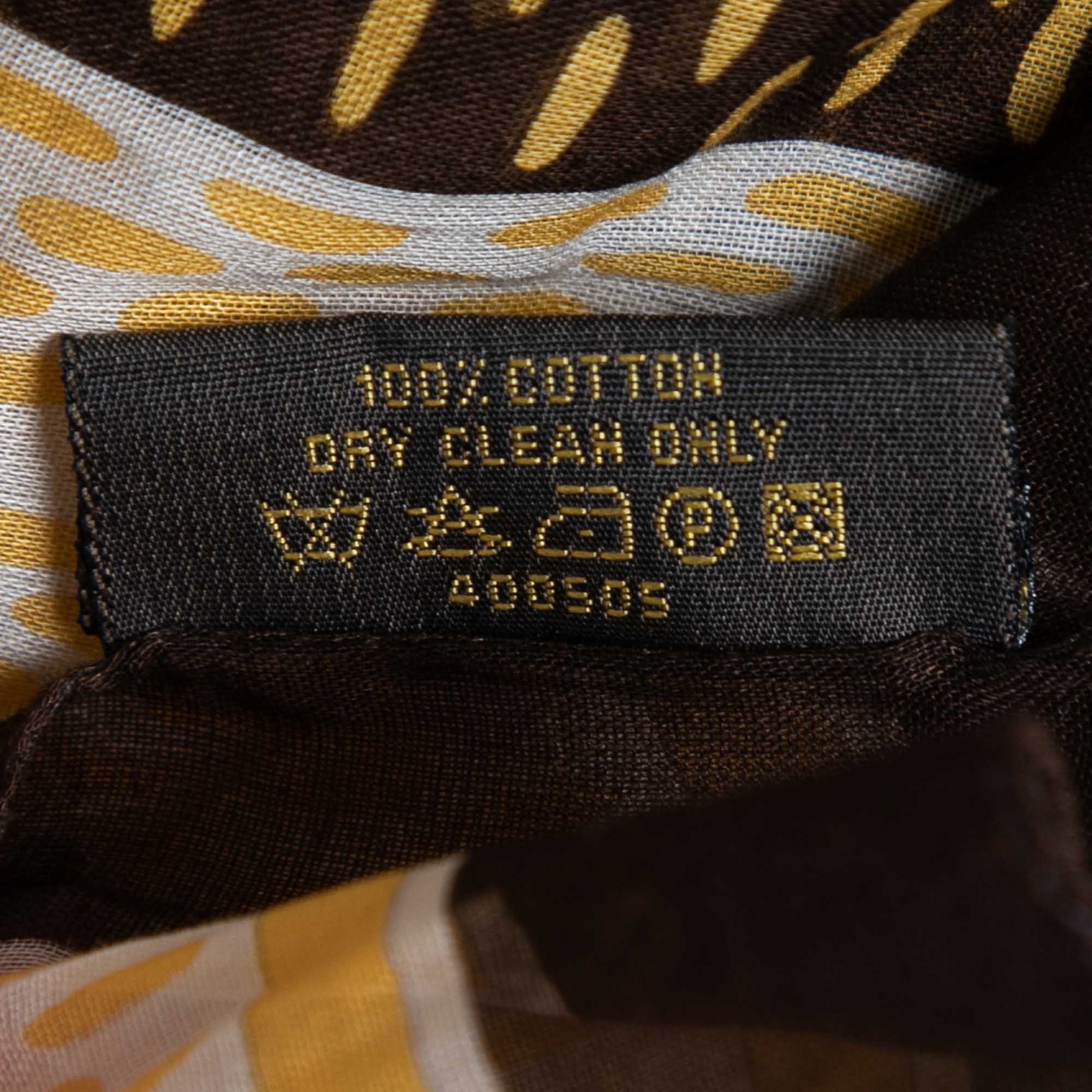 Louis Vuitton Yellow/Brown Damier Azur Print Cotton Bandana Scarf