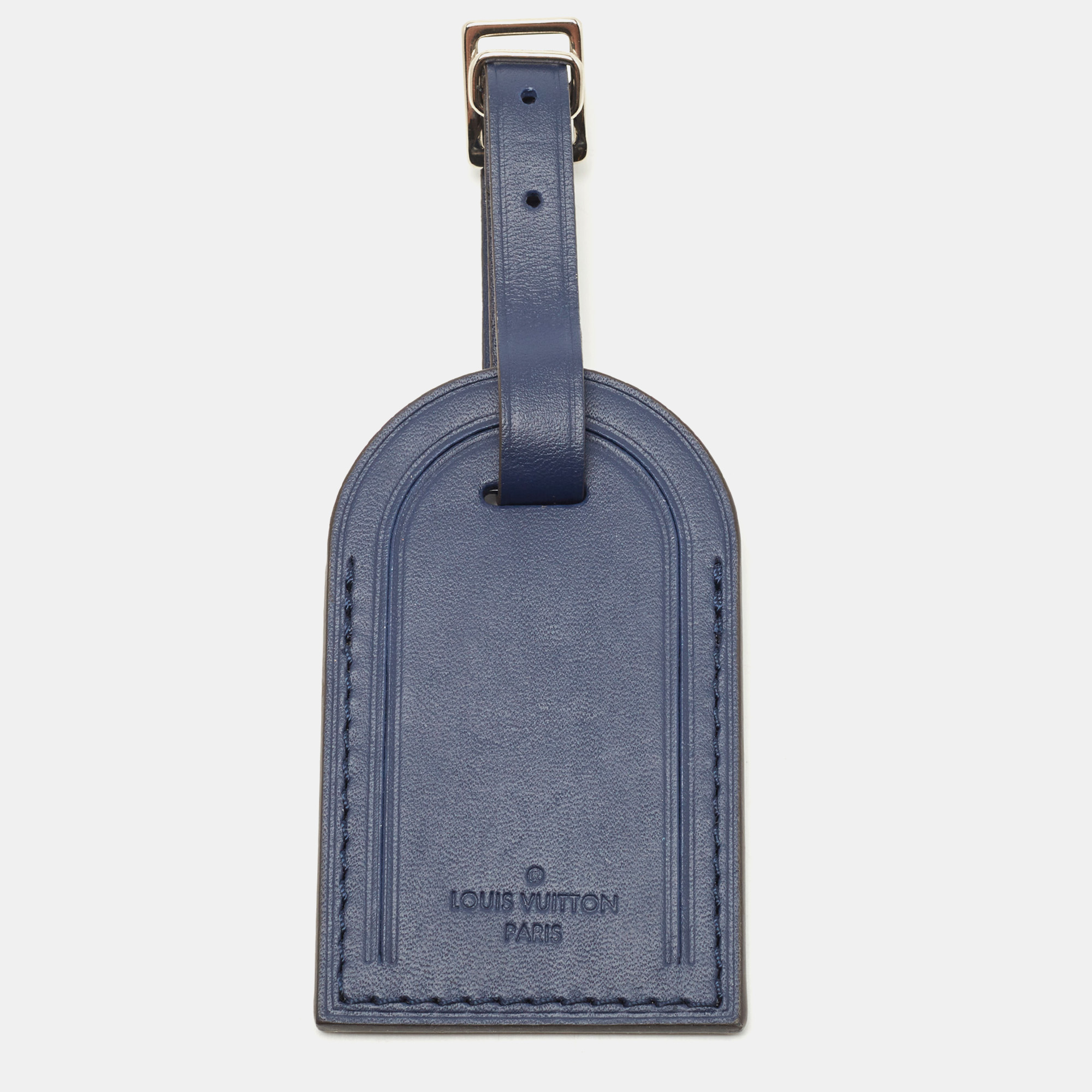 Louis Vuitton Navy Blue Leather Luggage Name Tag