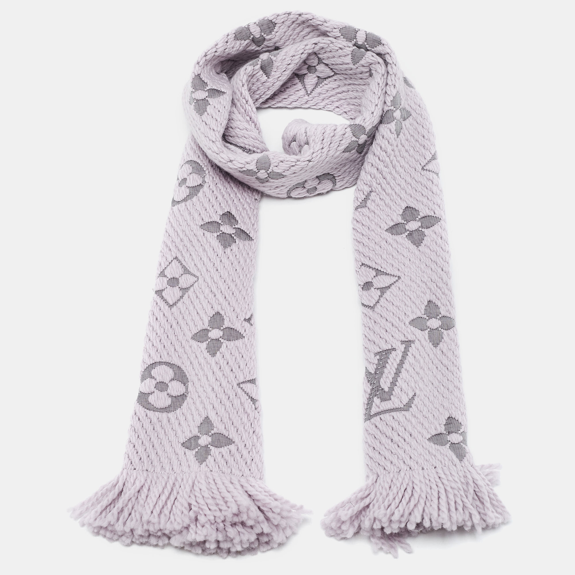 Louis Vuitton Logomania Pearl Grey Wool Blend Scarf ○ Labellov ○ Buy and  Sell Authentic Luxury