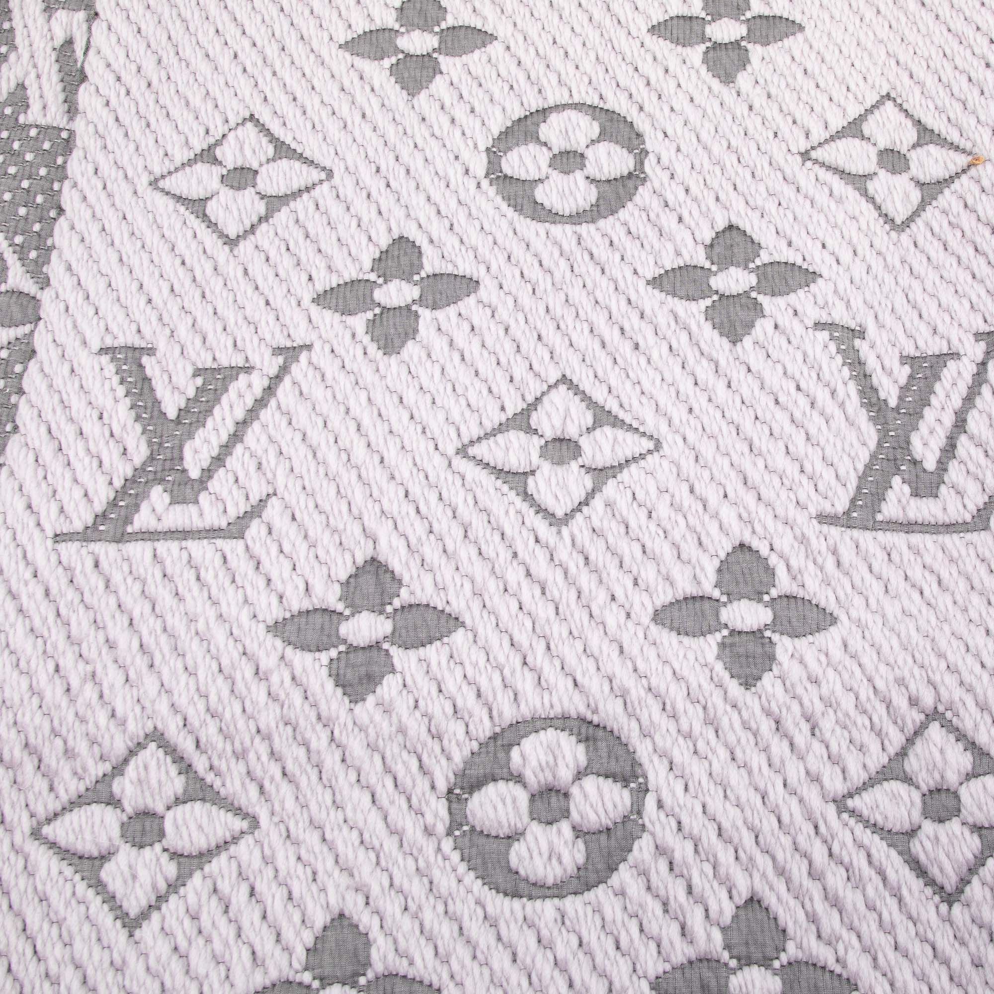 Louis Vuitton Pearl Grey Logomania Silk Wool Scarf Louis Vuitton