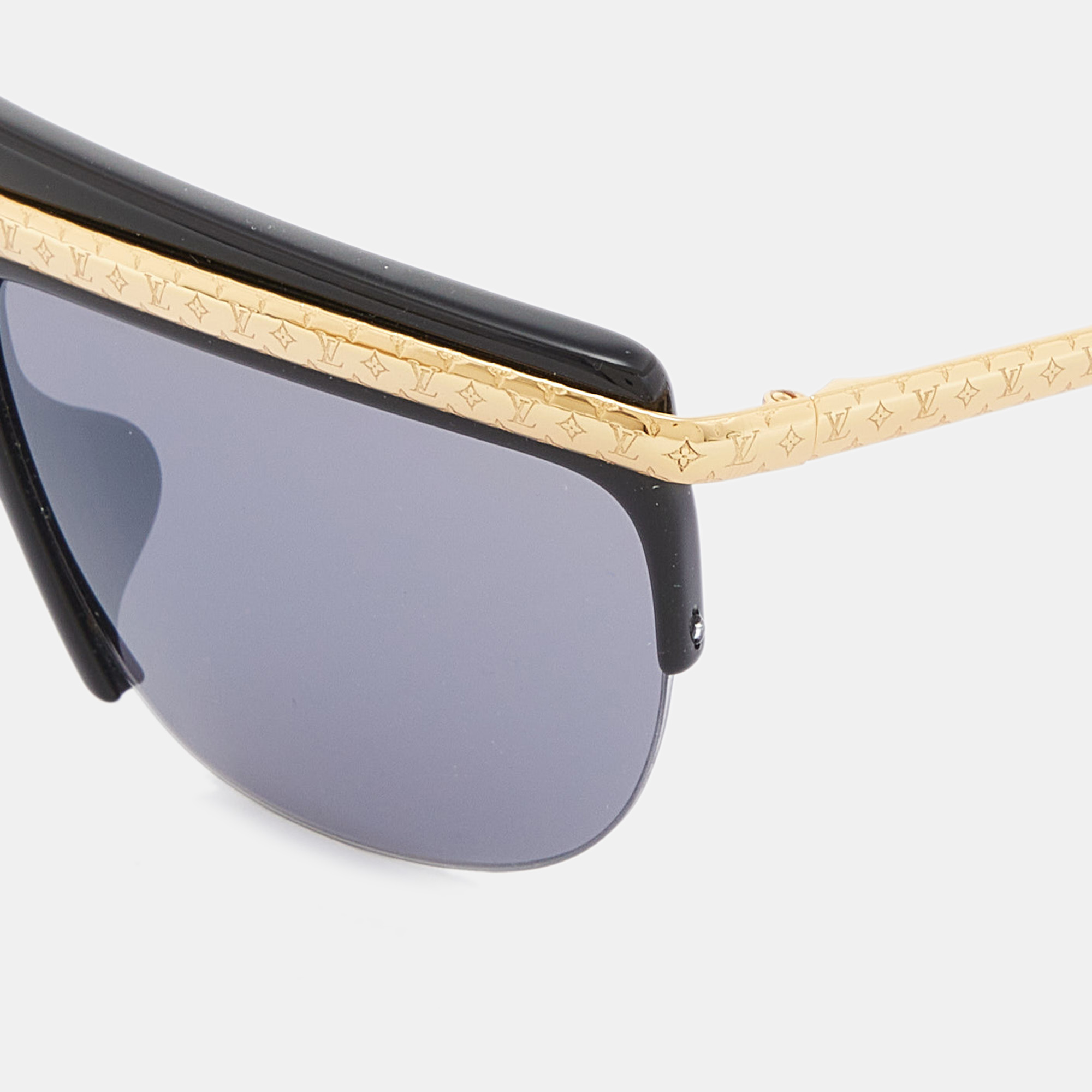 Louis Vuitton Black & Gold/Black Z0952E Rectangle Sunglasses