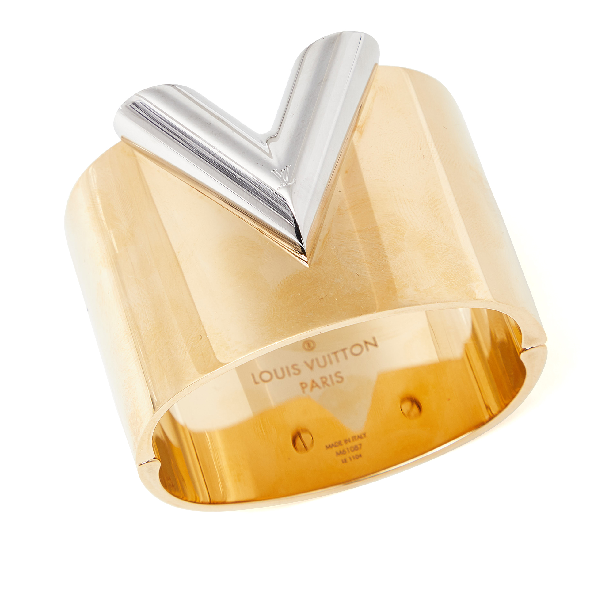 Louis Vuitton Gold Tone & Silver Tone Essential V Cuff Bracelet