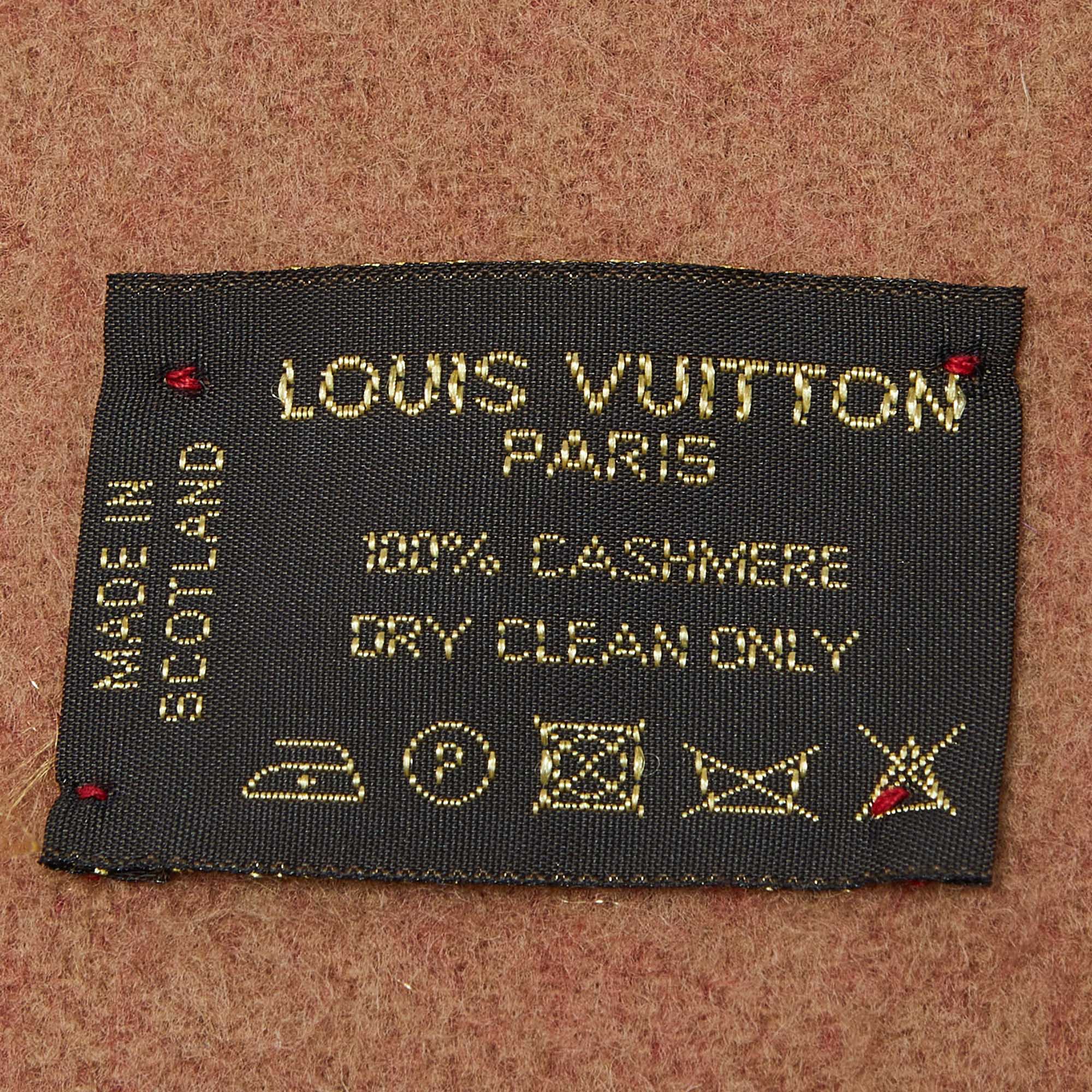 Louis Vuitton Red/Brown Logo Cashmere Baroda Muffler