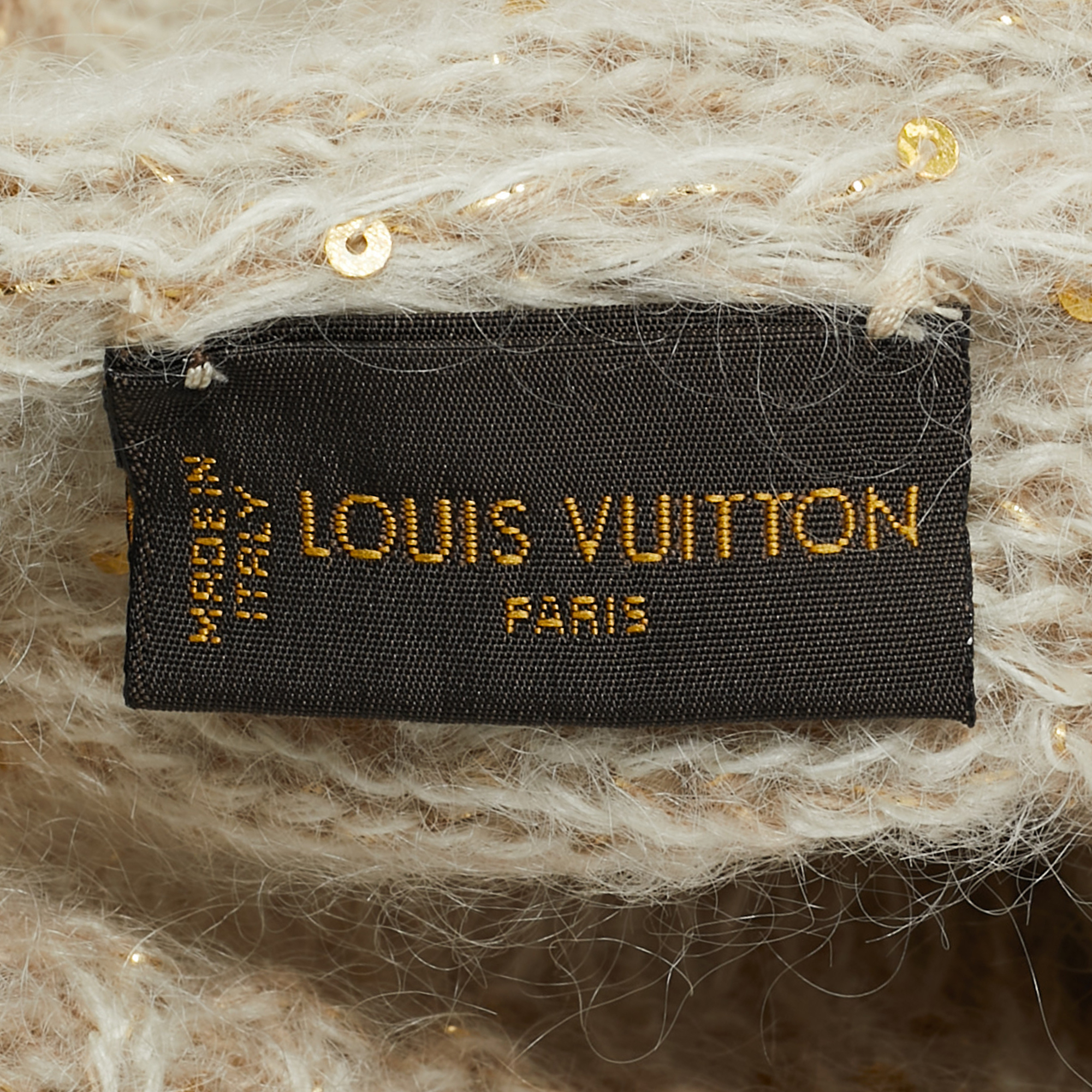 Louis Vuitton Beige Sequined Monogram Mohair Wool Blend Sunset Beanie