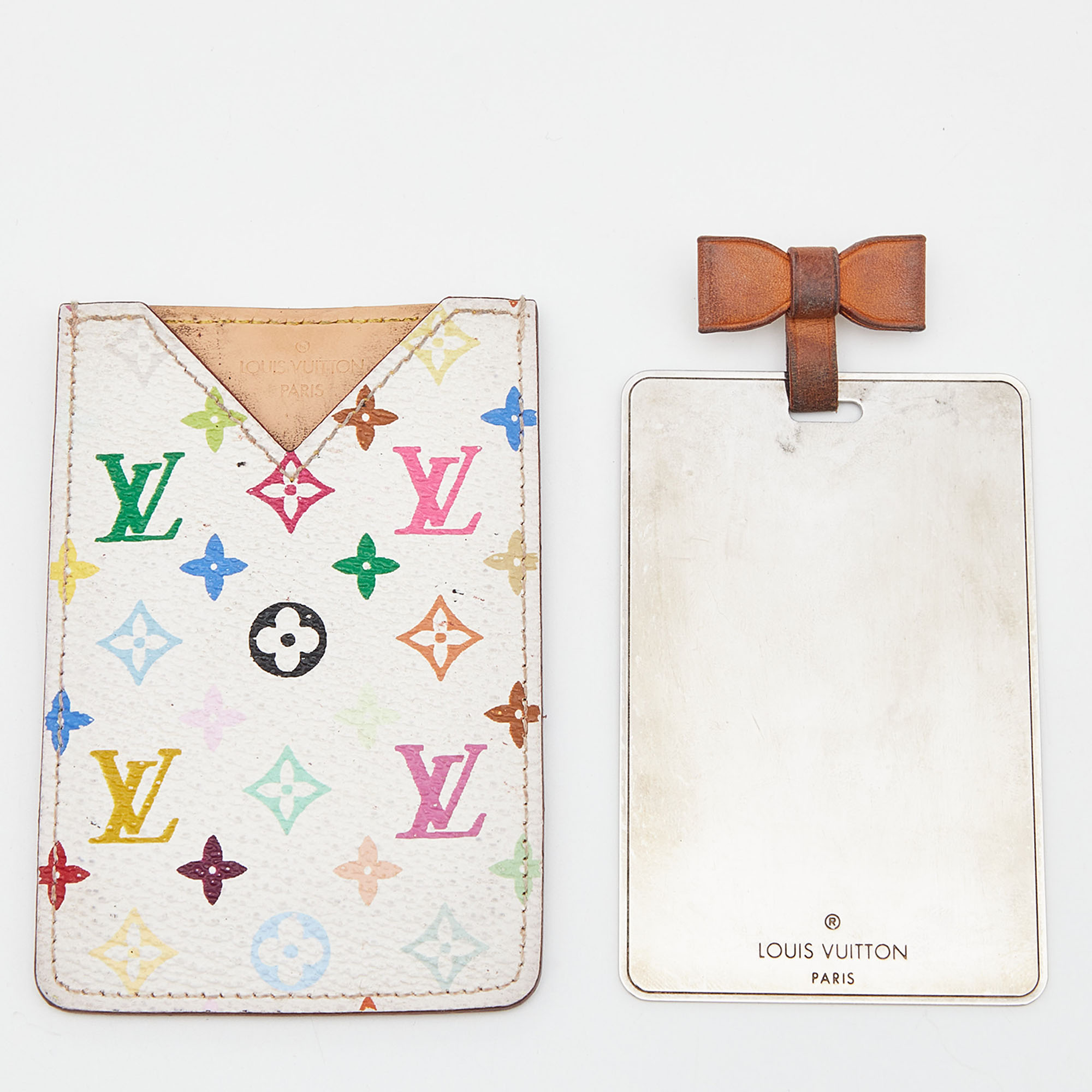 Louis vuitton white multicolore monogram canvas etui miroir mirror case