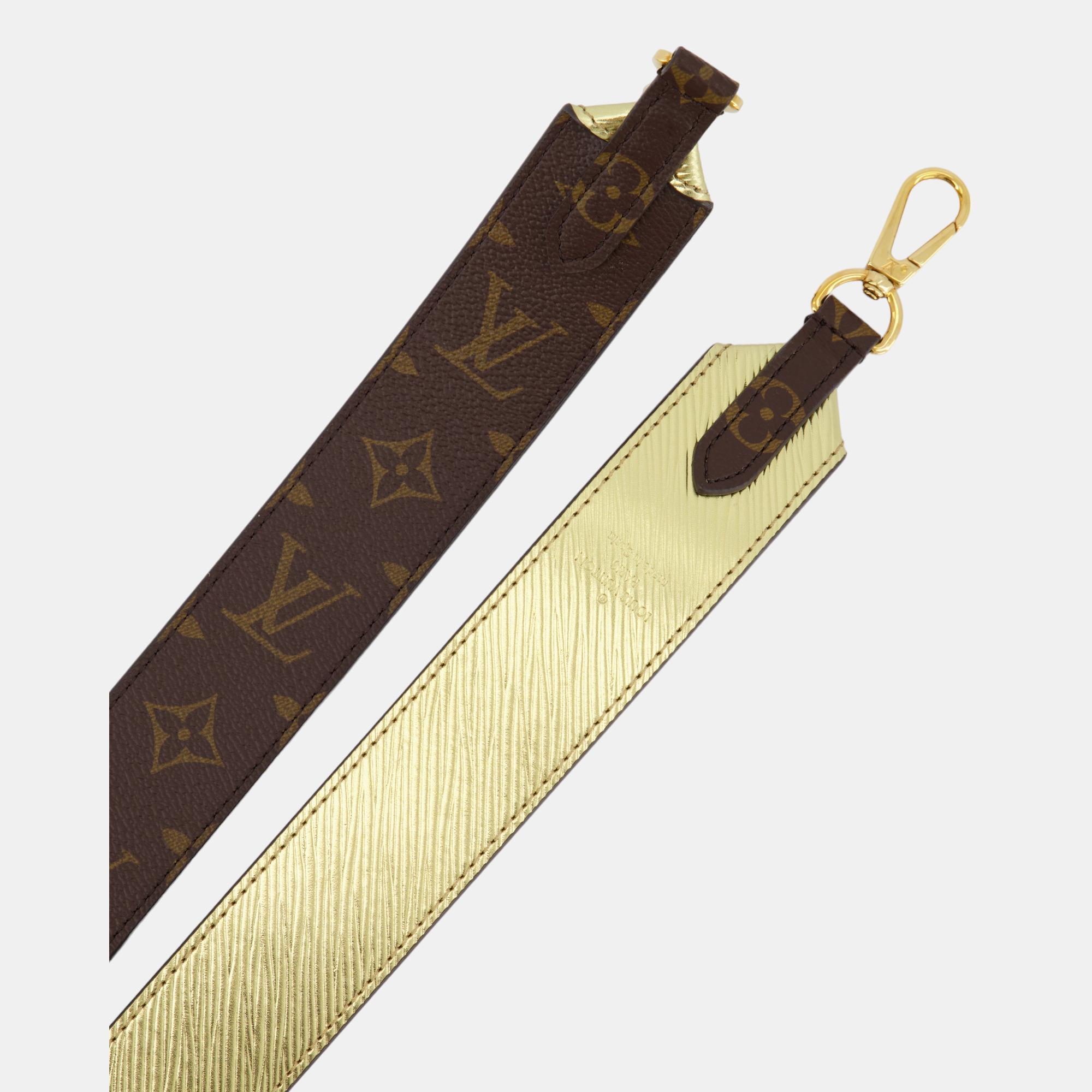 Louis Vuitton Gold And Brown Monogram Bag Strap