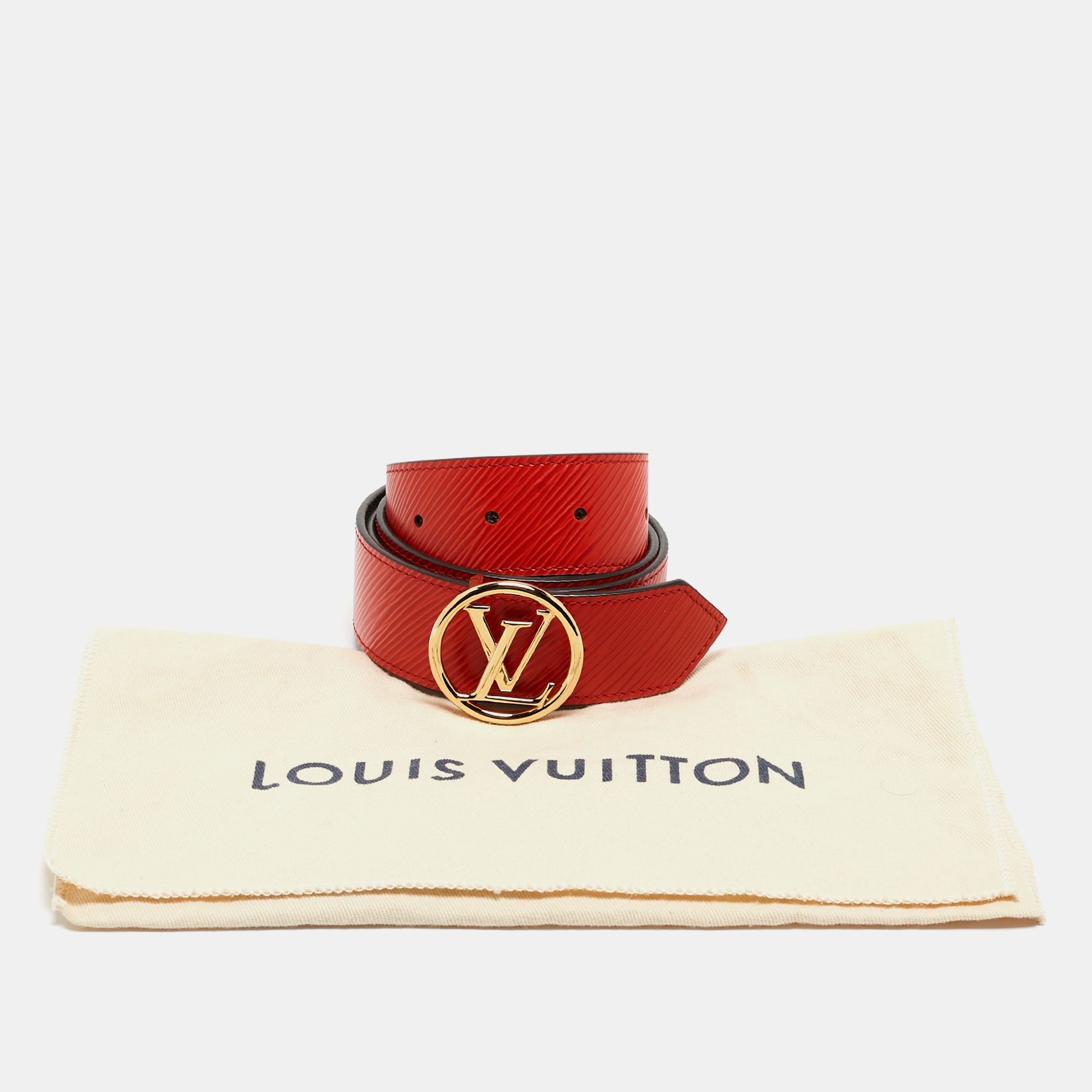 Louis Vuitton Coquelicot Epi Leather LV Circle Reversible Belt 85 CM
