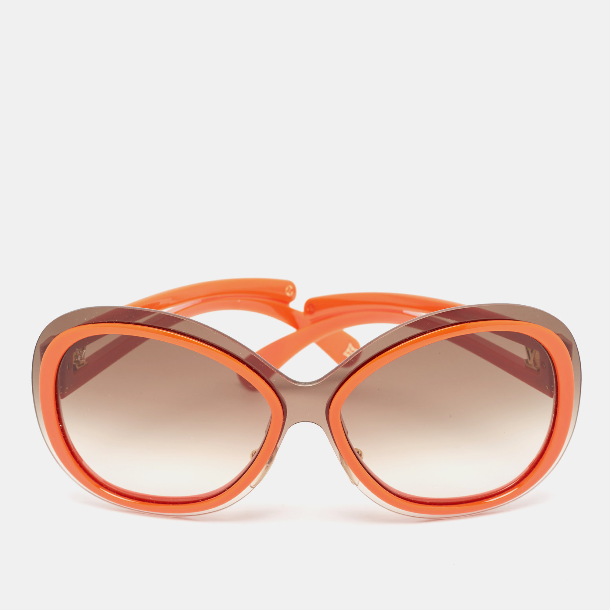 Louis vuitton orange/brown gradient z0451u frame flore carre oversized sunglasses