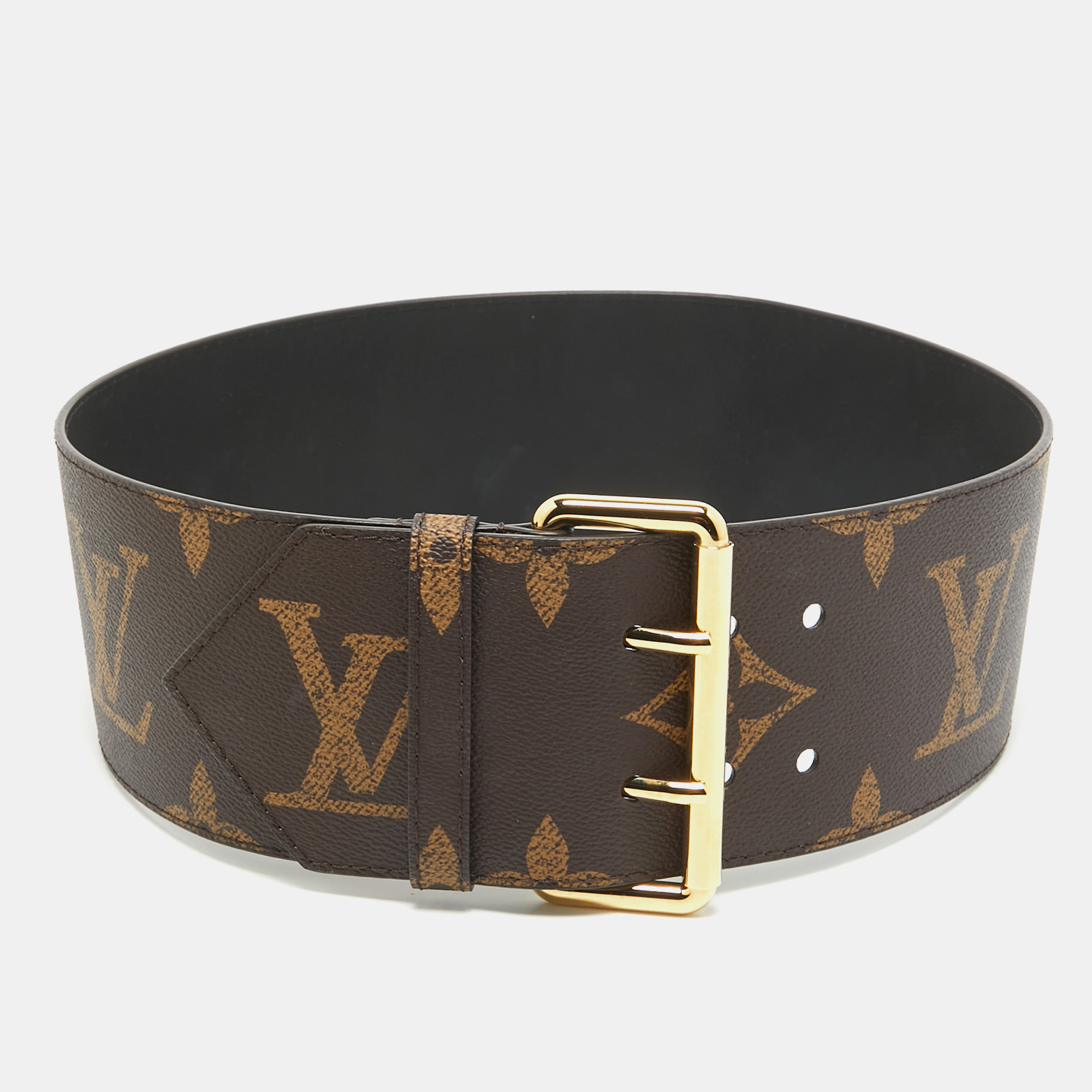 Louis vuitton monogram canvas oversized wide buckle belt 80cm