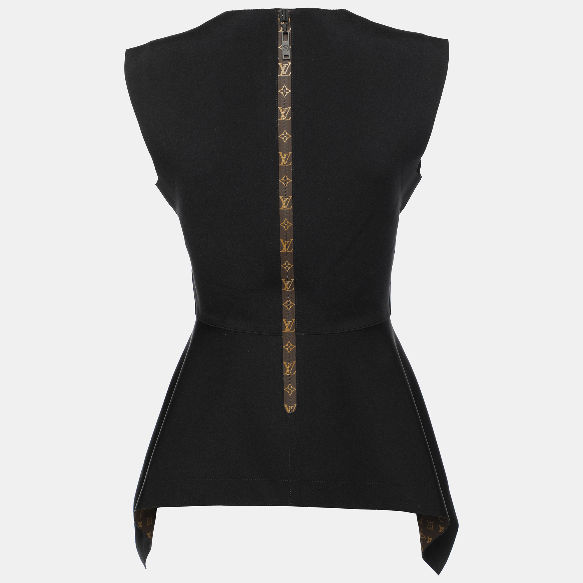 Louis Vuitton Black Jersey Peplum Top S