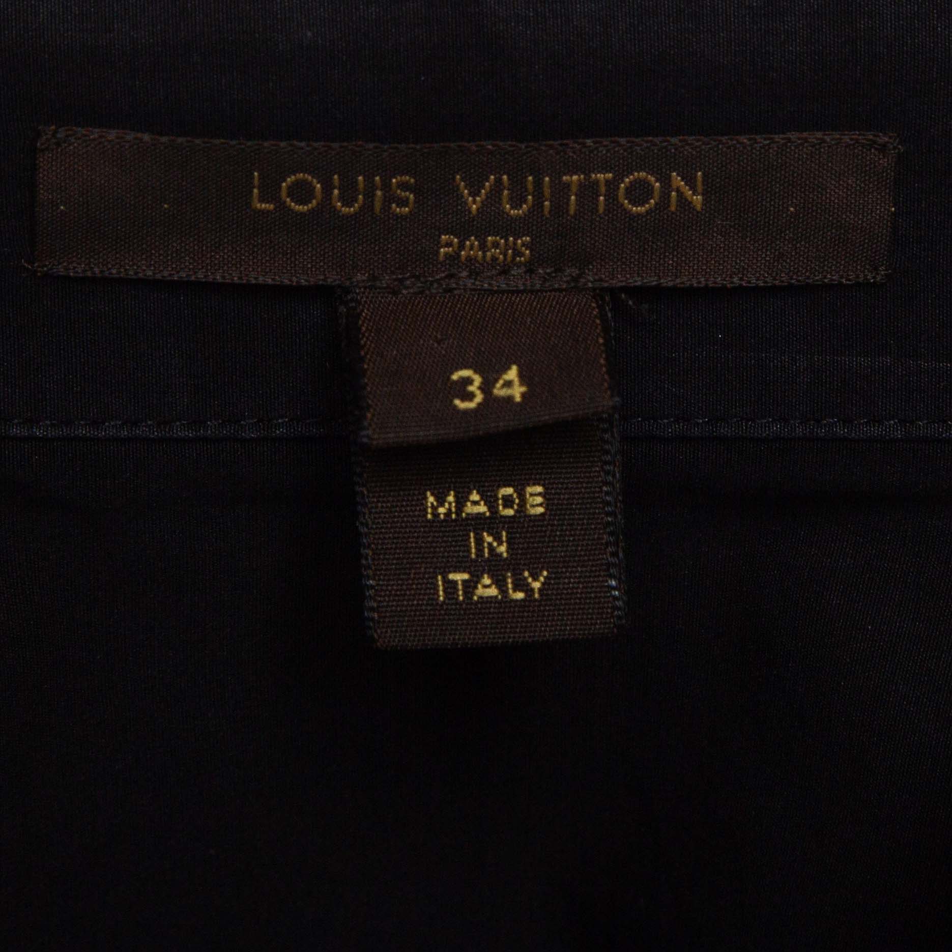 Louis Vuitton Black Cotton Beaded Collar Button Front Shirt S