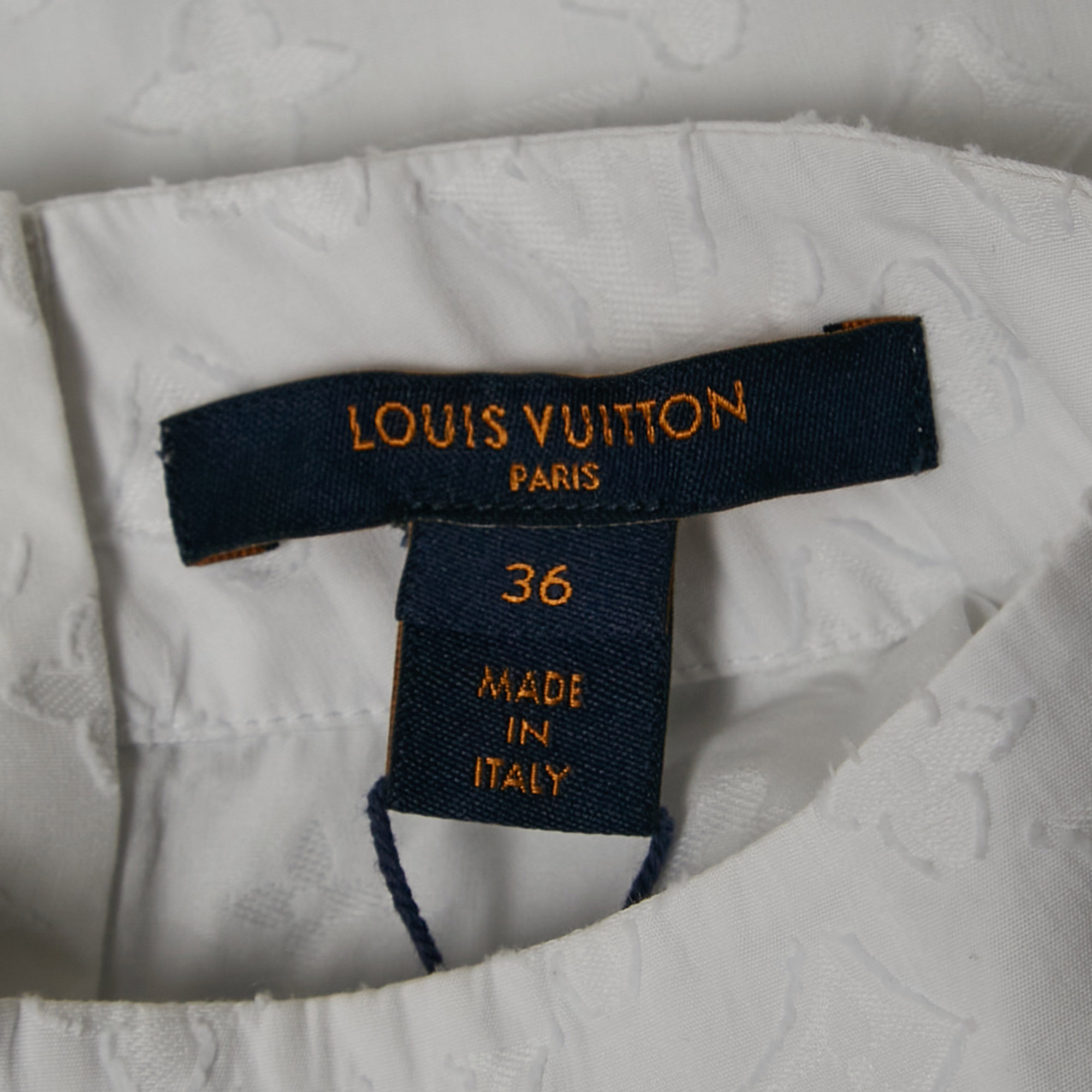 Louis Vuitton White Monogram Fil Coupé Cotton Loose Fit Blouse S