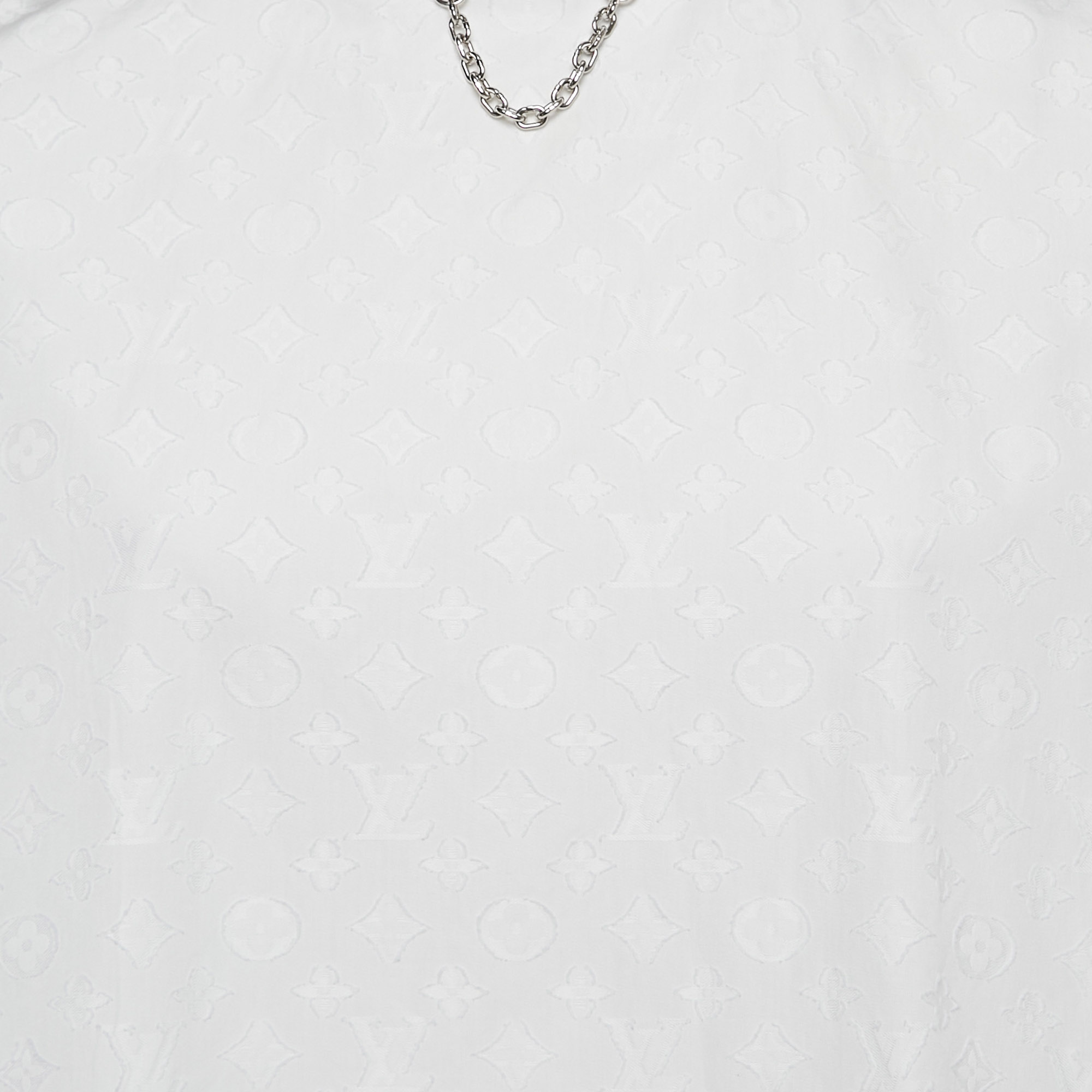 Louis Vuitton White Monogram Fil Coupé Cotton Loose Fit Blouse S