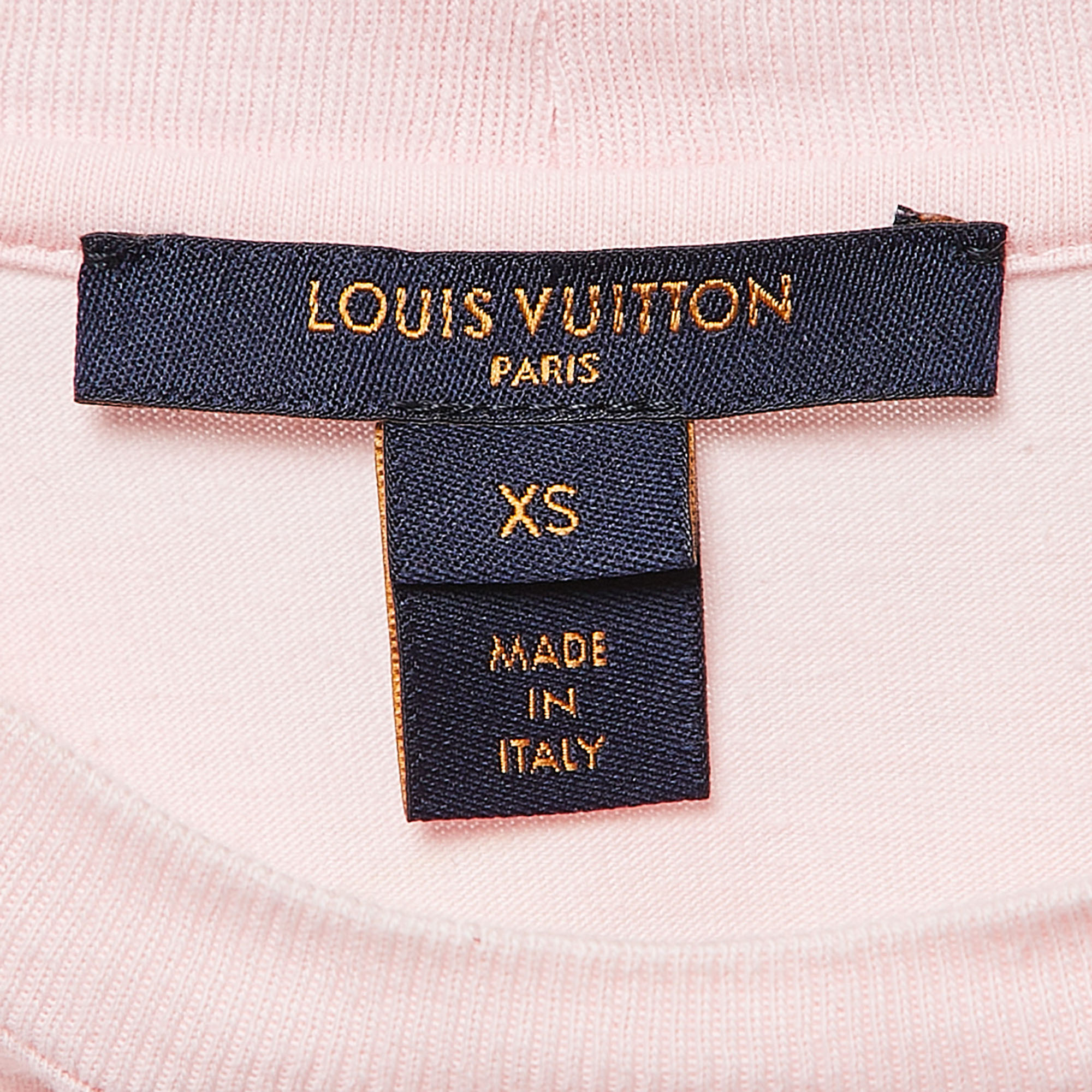 Louis Vuitton Pink Logo Inverted Print Cotton T-Shirt XS