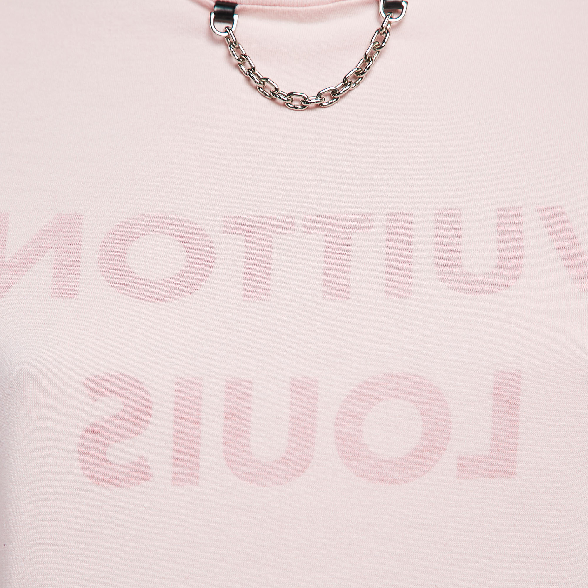 Louis Vuitton Pink Logo Inverted Print Cotton T-Shirt XS