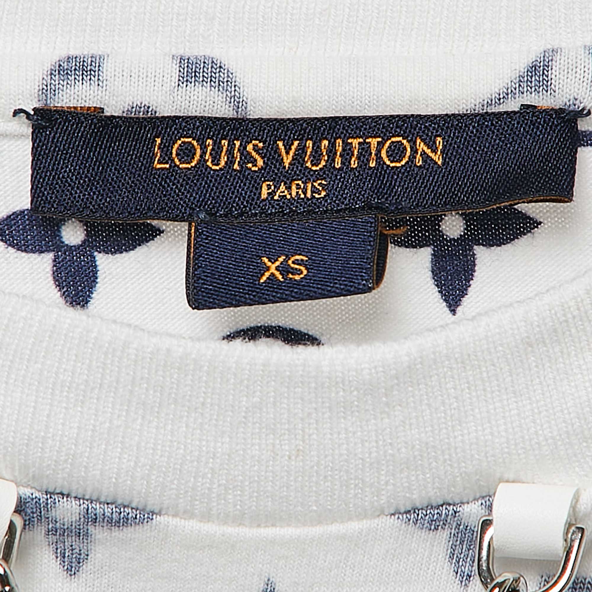 Louis Vuitton White Inverted Logo Print Cotton Crew Neck T-Shirt XS