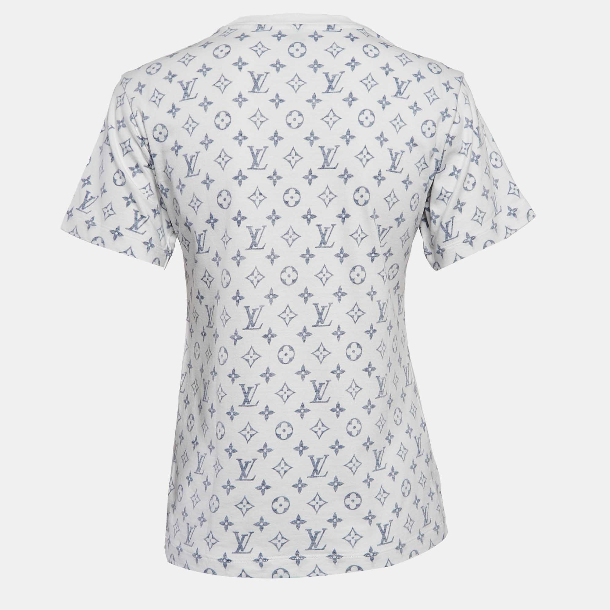 Louis Vuitton White Inverted Logo Print Cotton Crew Neck T-Shirt XS