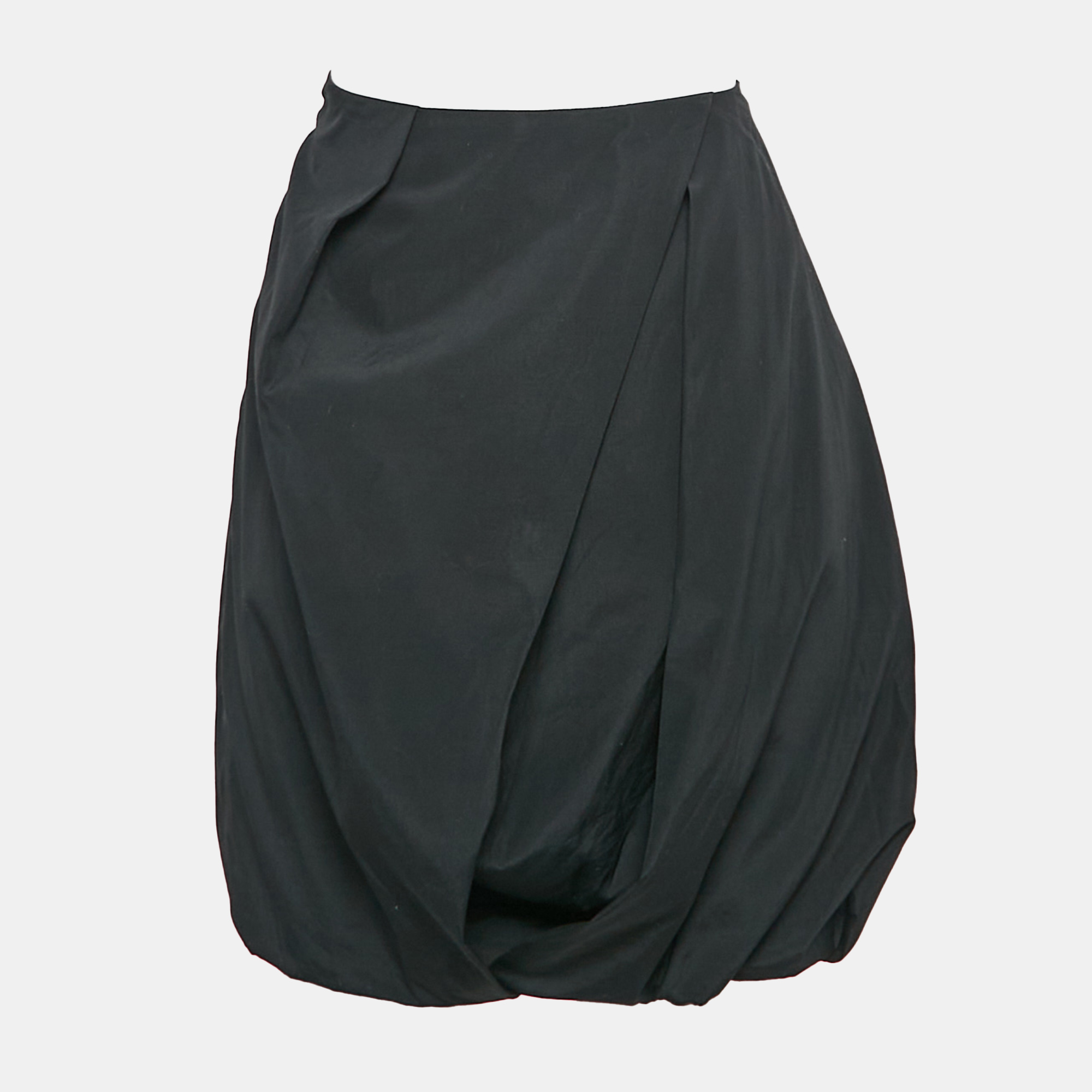 Louis Vuitton Black Cotton Pleated Knee Length Skirt S