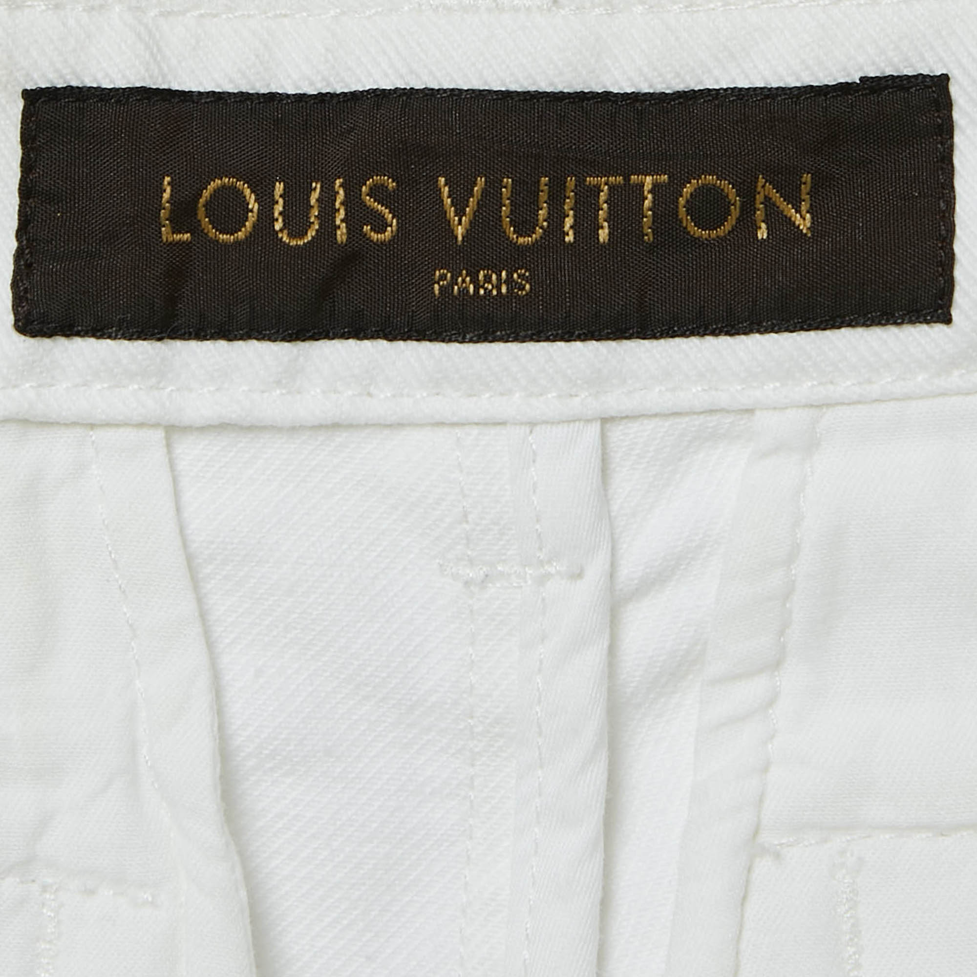 Louis Vuitton White Denim Tapered Shorts S