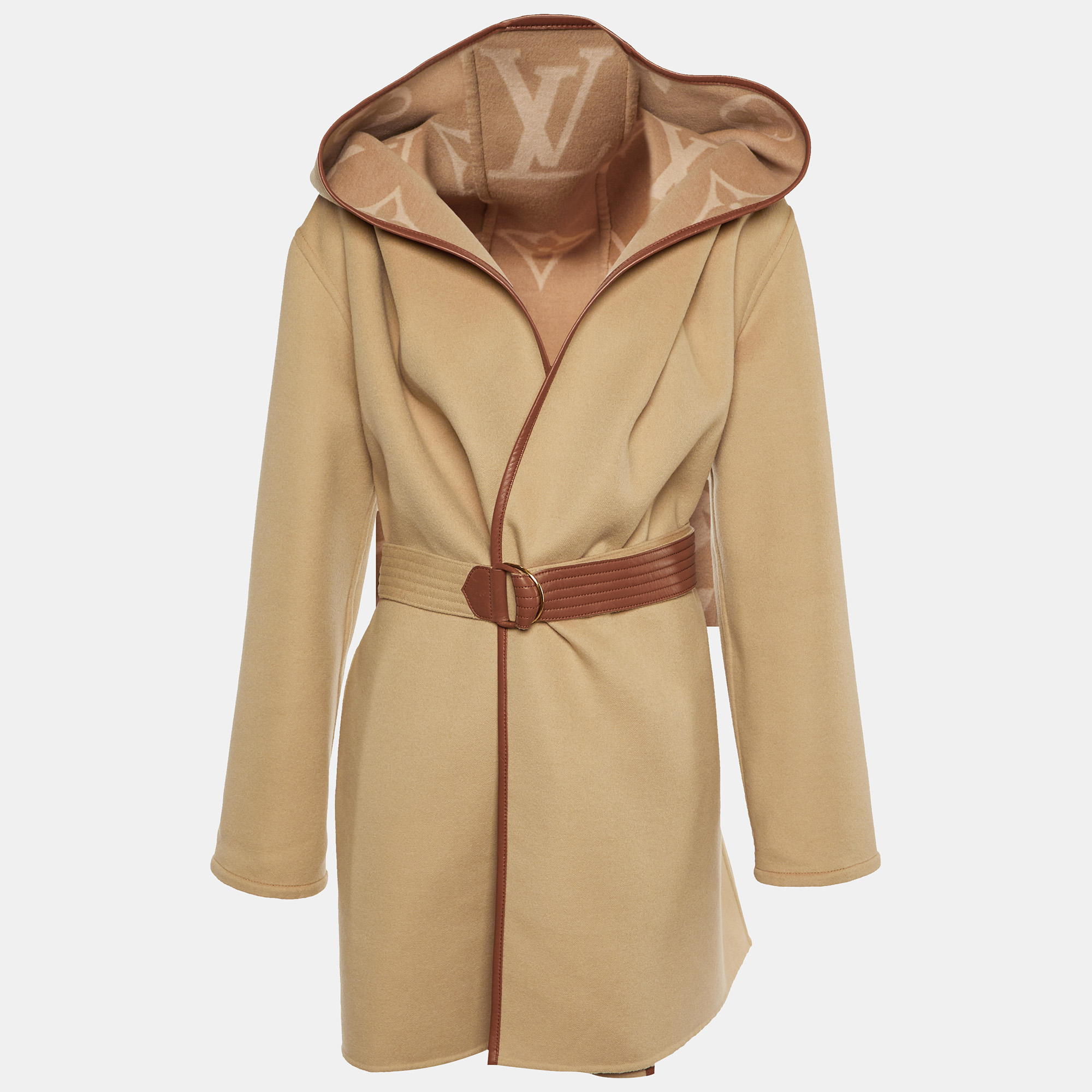 Louis Vuitton Beige Monogram Wool Double Face Hooded Wrap Coat M
Louis Vuitton Beige Monogram Wool Double Face Hooded Wrap Coat M