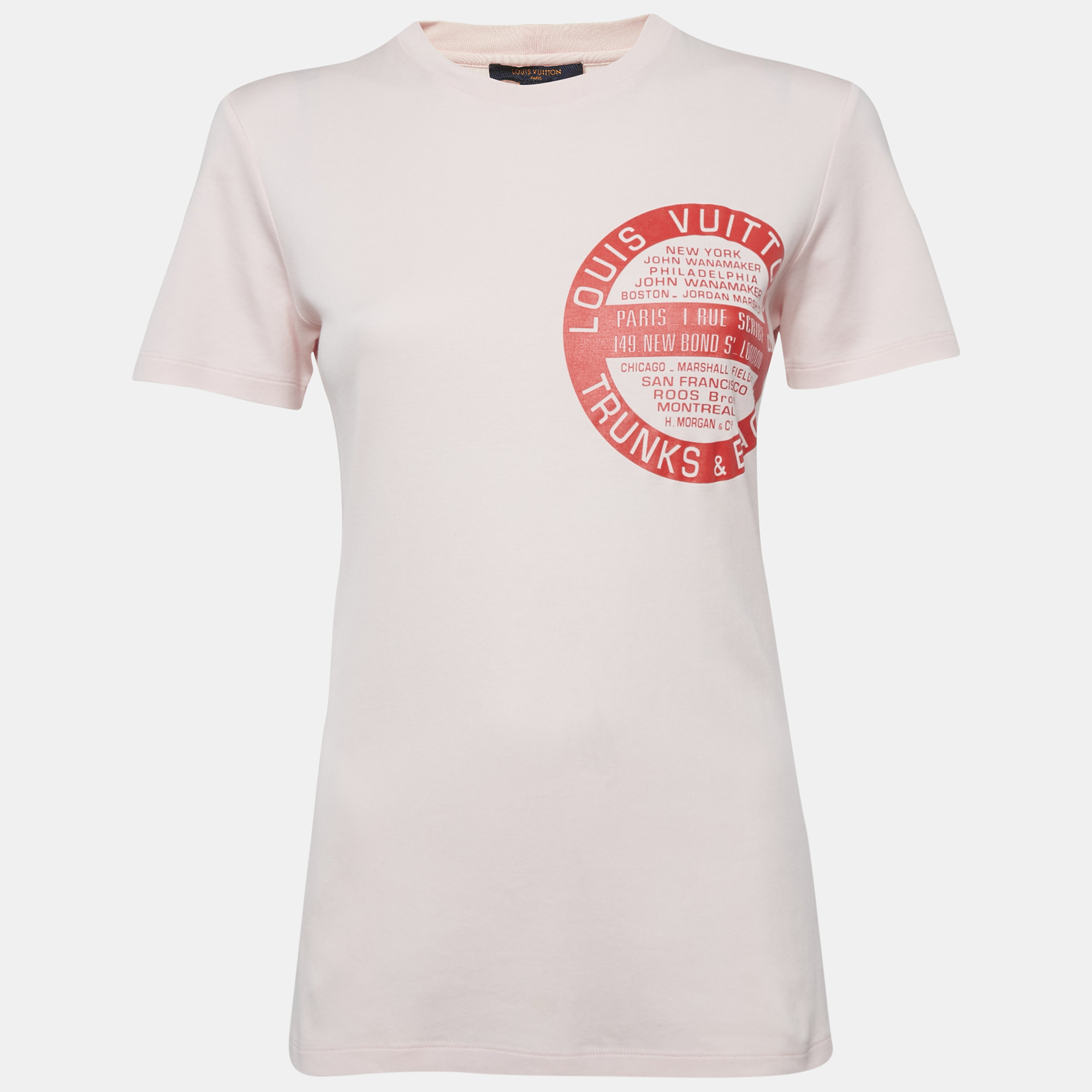 Louis Vuitton Pink World Tour Stamp Print Cotton Crew Neck T-Shirt M
Louis Vuitton Pink World Tour Stamp Print Cotton Crew Neck T-Shirt M