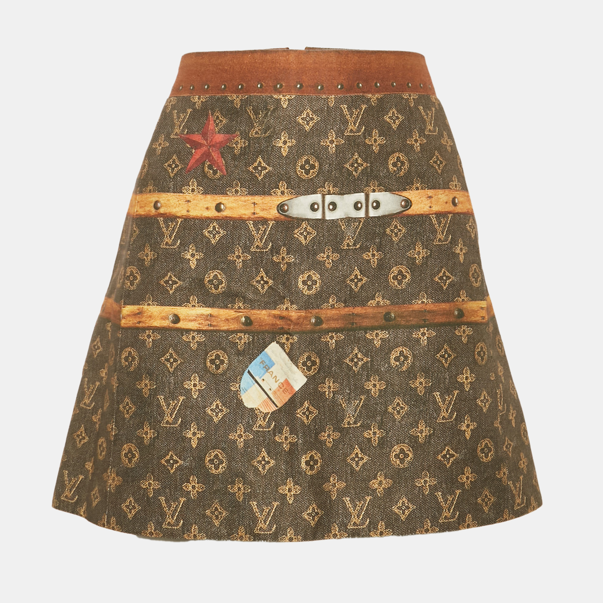 Louis Vuitton Brown Vintage Trunk Monogram Print Cotton Blend Mini Skirt S
Louis Vuitton Brown Vintage Trunk Monogram Print Cotton Blend Mini Skirt S