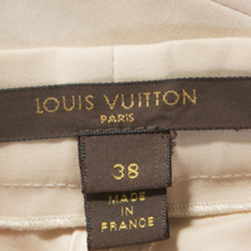 Louis Vuitton Beige Stretch Cotton Straight Fit Trousers M
