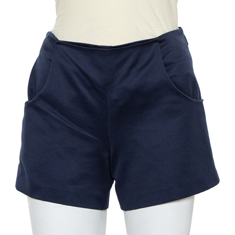 Louis Vuitton Navy Blue Cotton Button Detail Shorts S