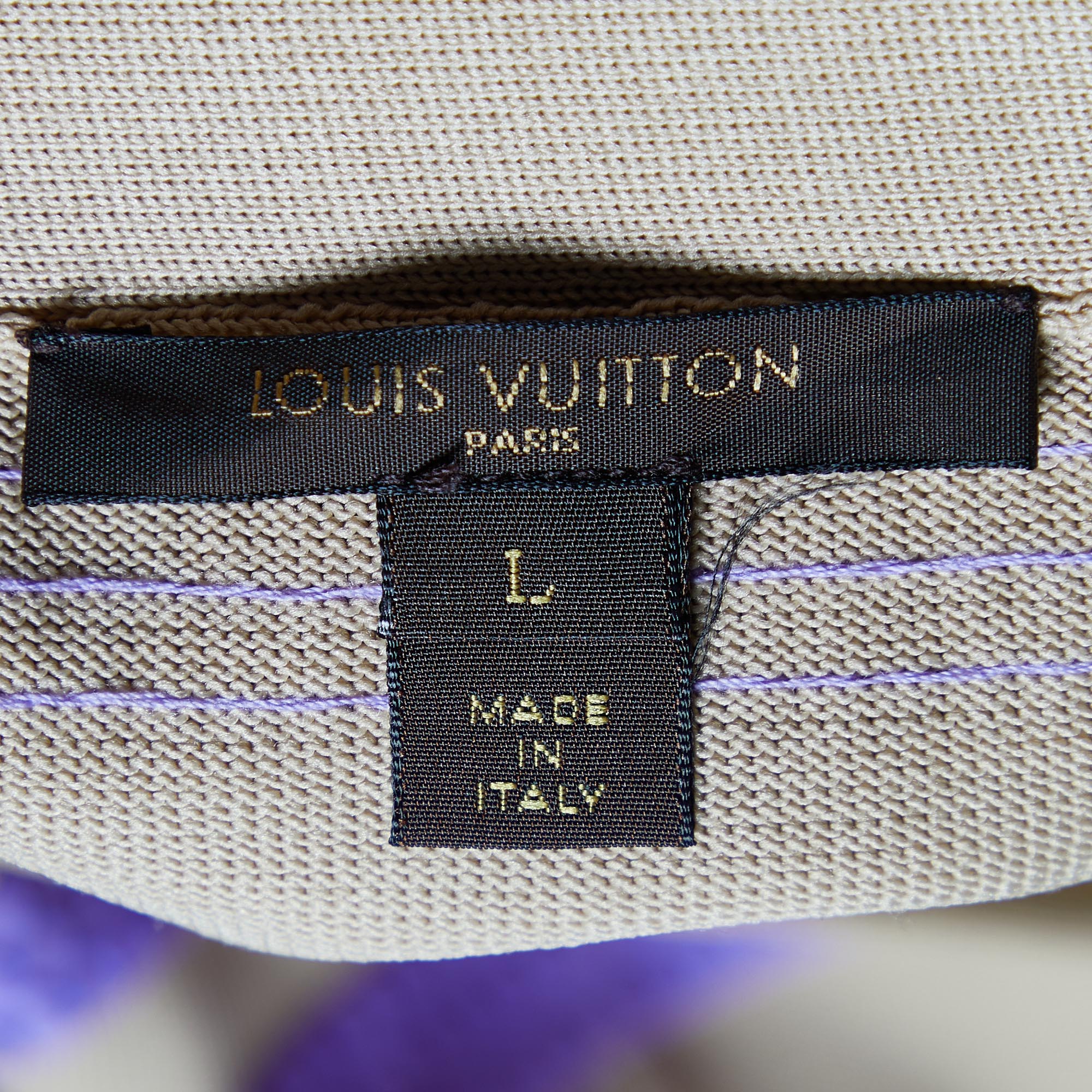 Louis Vuitton Beige Knit Striped Sequined Mini Skirt L
