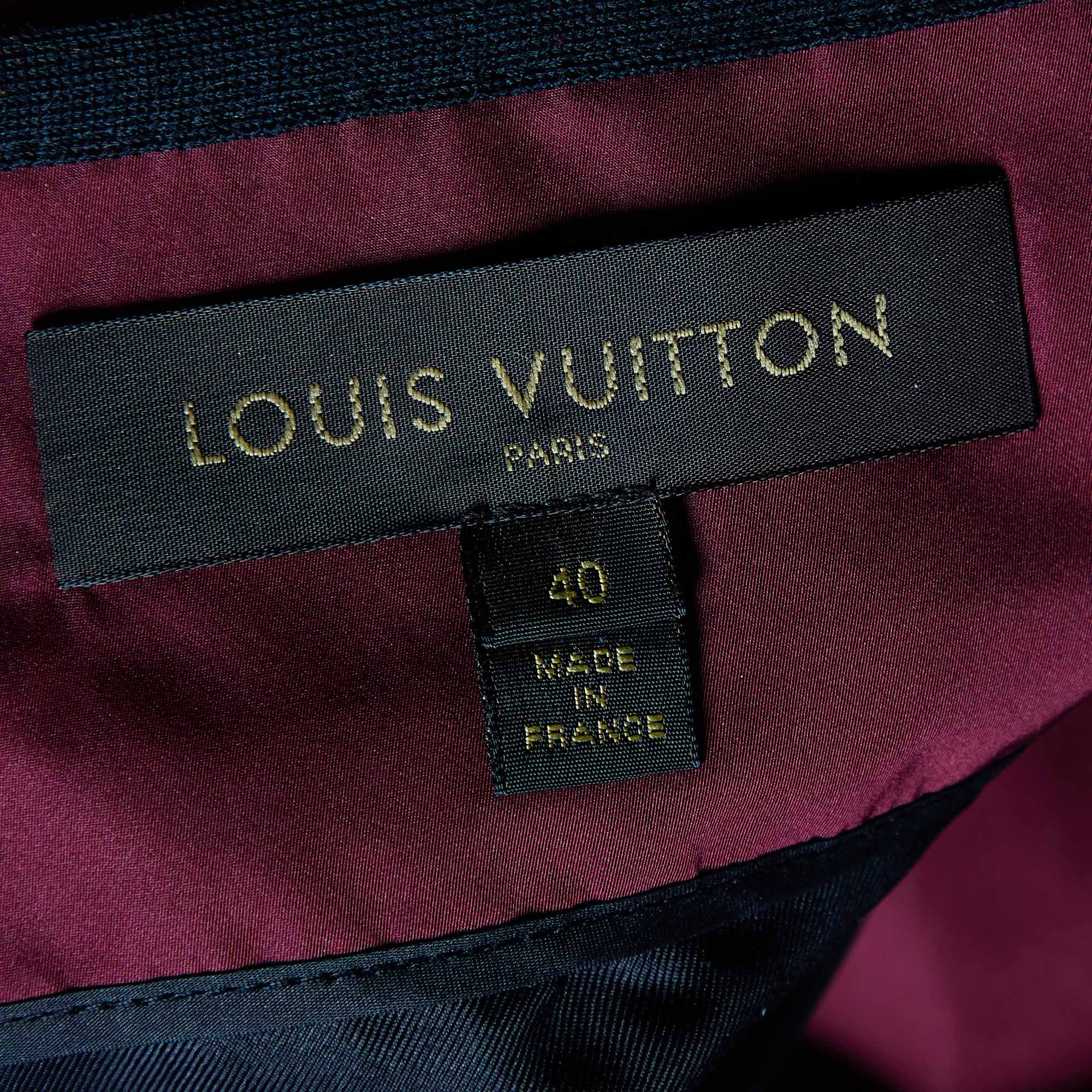 Louis Vuitton Burgundy Lurex Silk Midi Skirt M