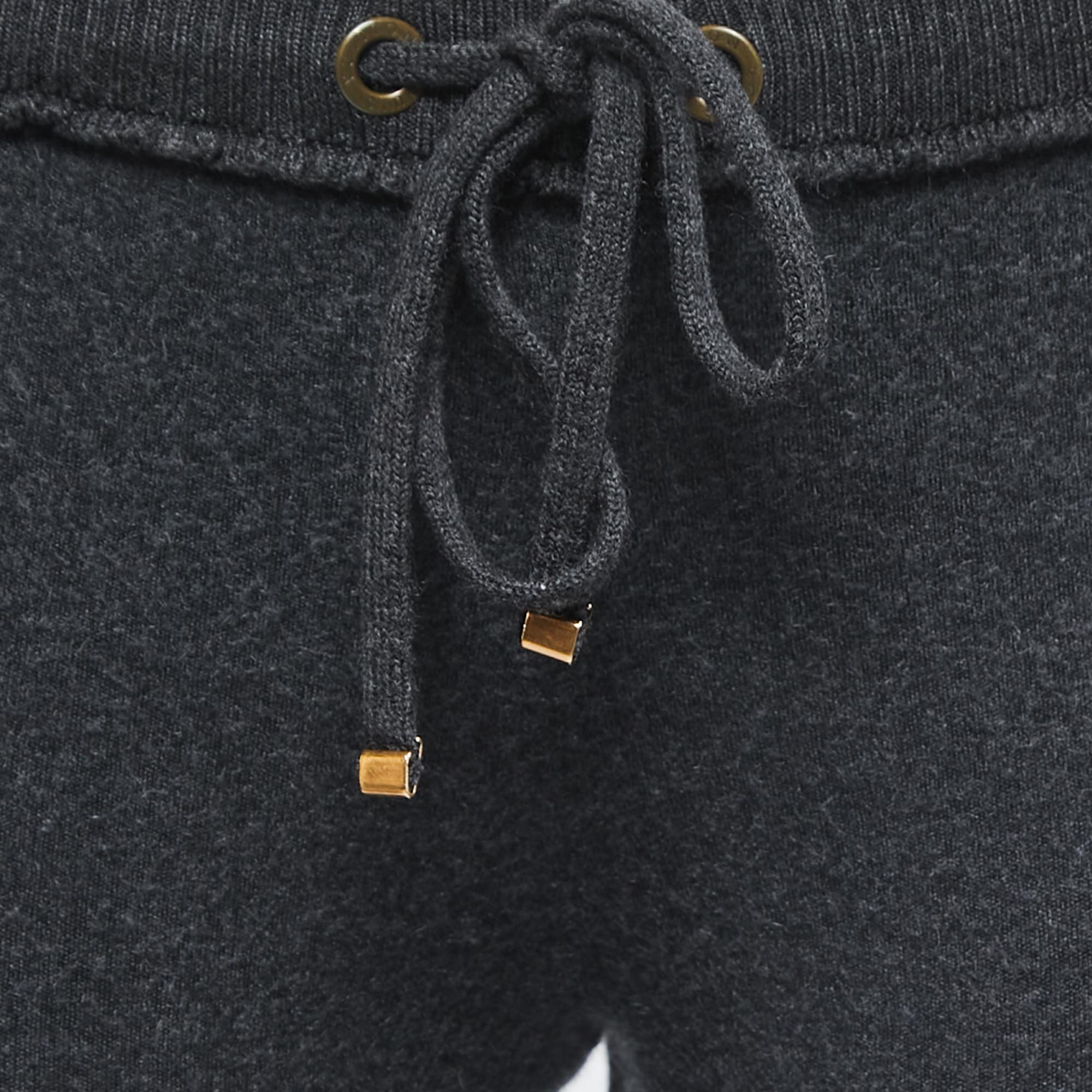 Louis Vuitton Charcoal Grey Knit Drawstring Jogger Pants S